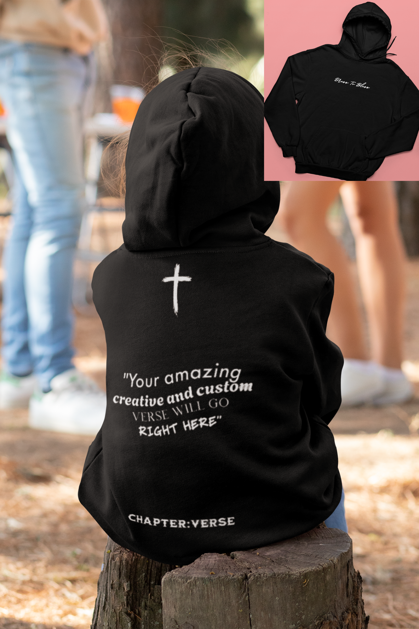 Custom Verse Only Youth “Dress To Bless” Cursive Logo Unisex Hoodies