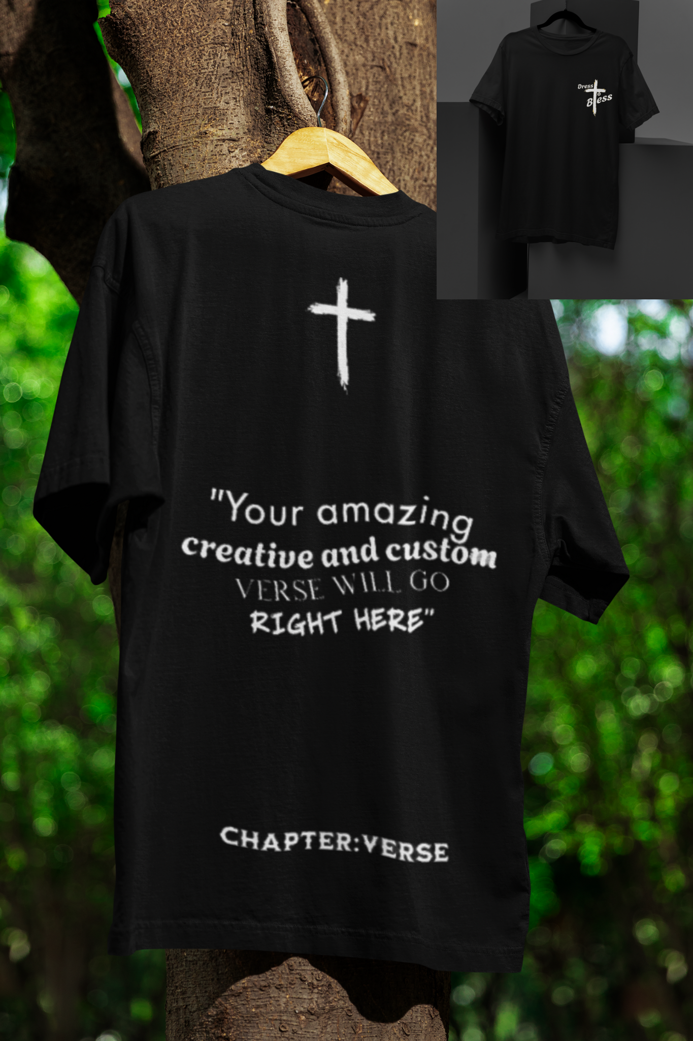 Custom Verse Only Adult “Dress To Bless” Cross Logo Unisex T-shirts