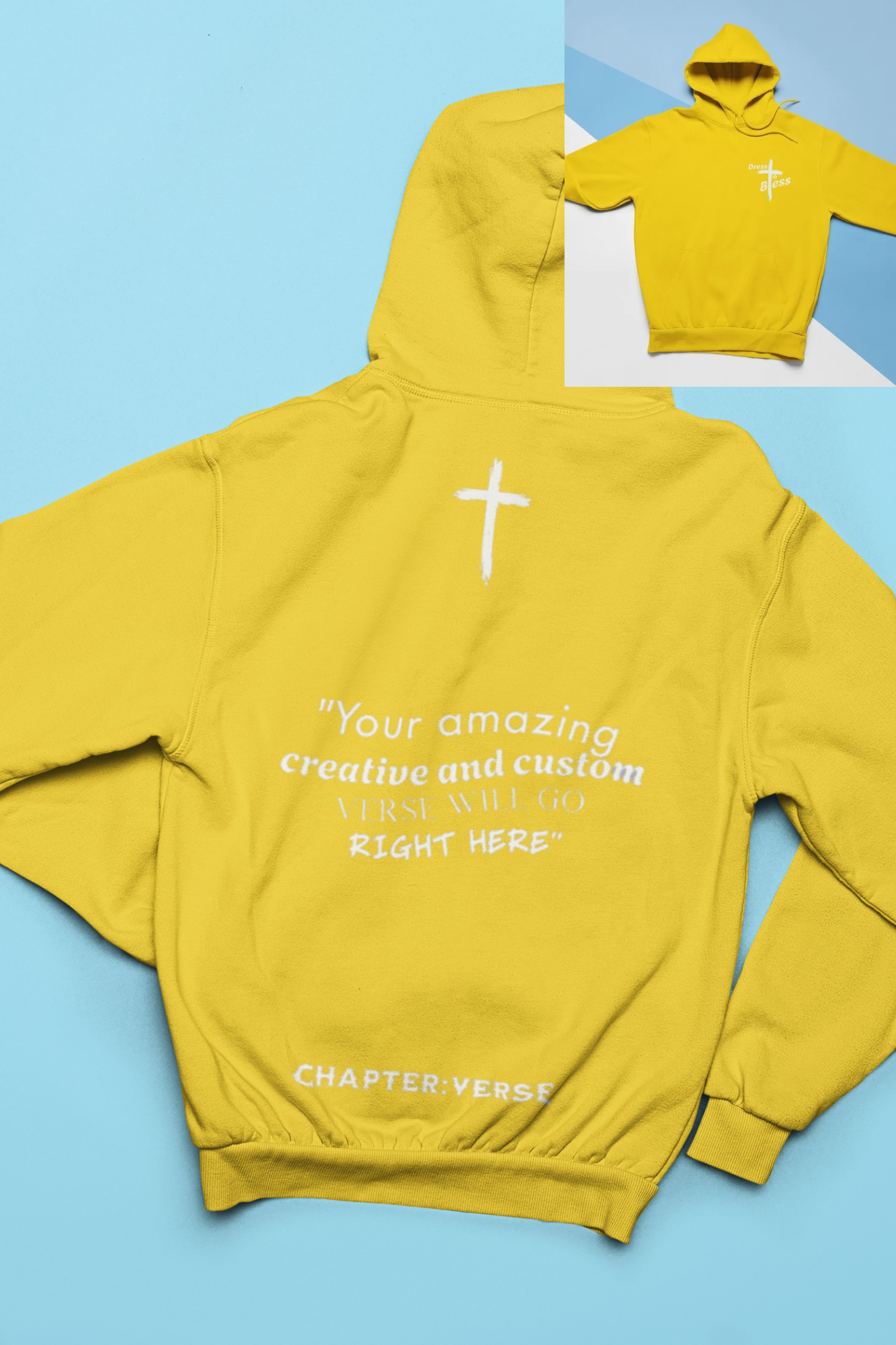 Custom Verse Only Adult “Dress To Bless” Cross Logo Unisex Hoodies