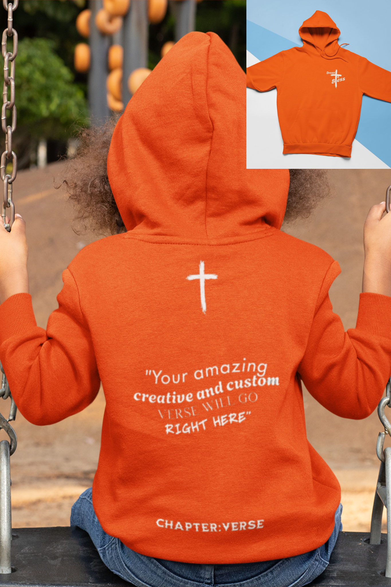 Custom Verse Only Youth “Dress To Bless” Cross Logo Unisex Hoodies