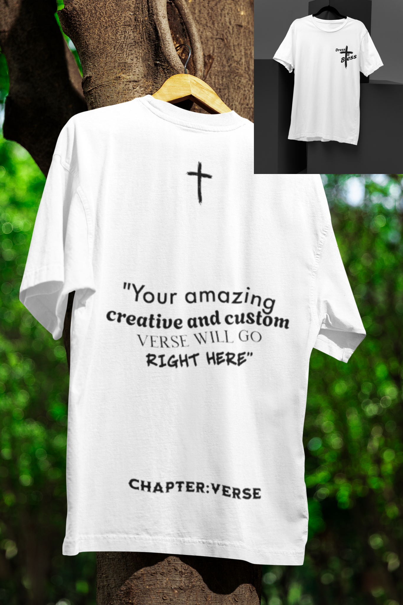 Custom Verse Only Adult “Dress To Bless” Cross Logo Unisex T-shirts