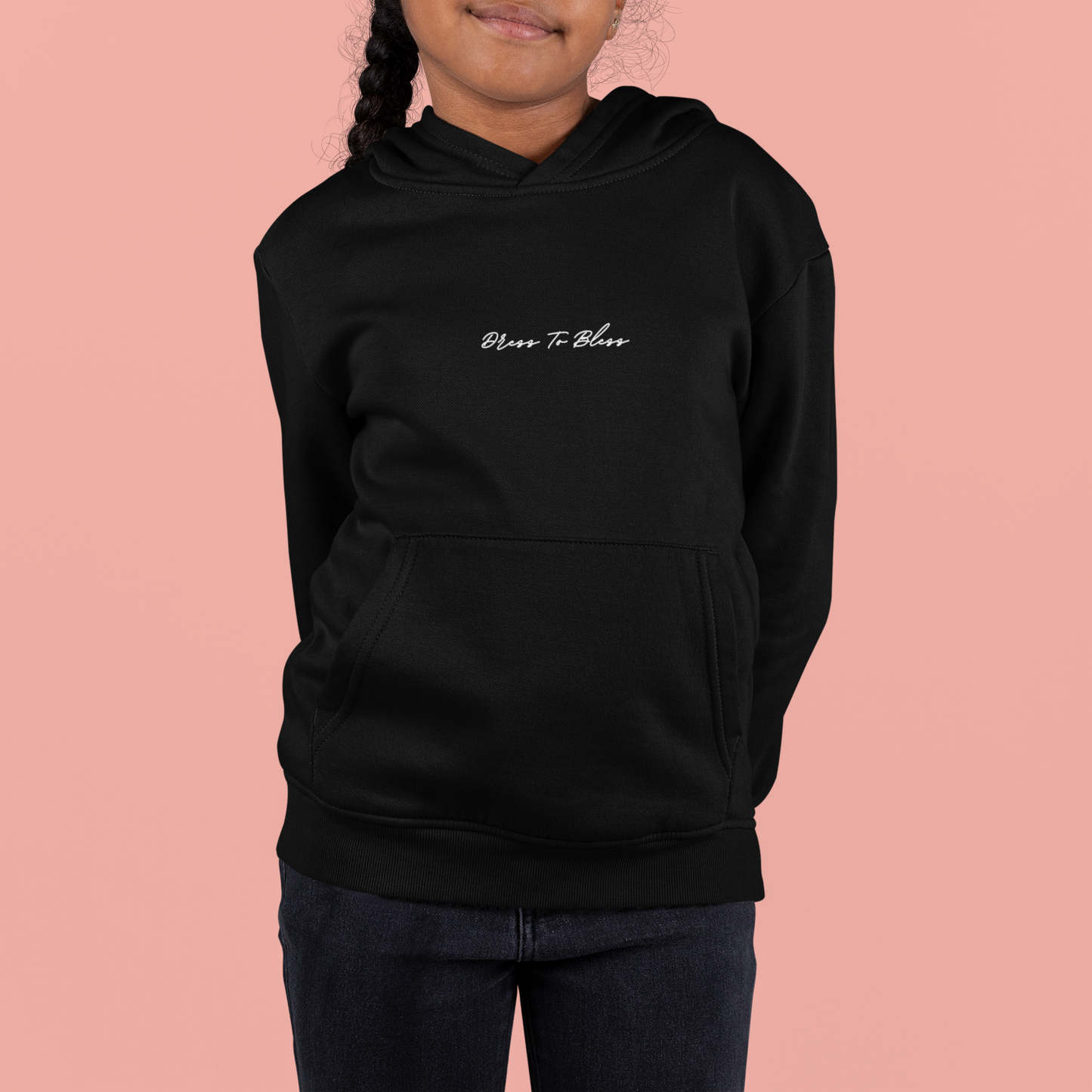 Custom Verse Only Youth “Dress To Bless” Cursive Logo Unisex Hoodies