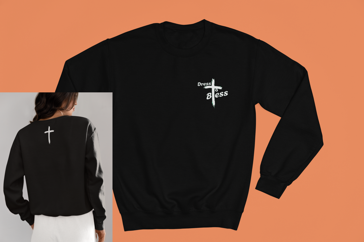 Adult “Dress To Bless” Cross Logo Unisex Crewnecks