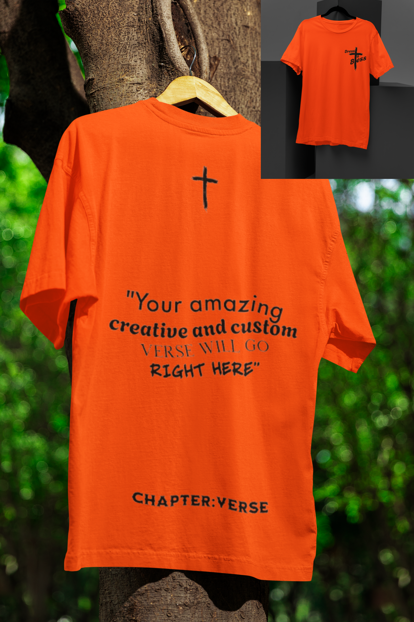 Custom Verse Only Adult “Dress To Bless” Cross Logo Unisex T-shirts