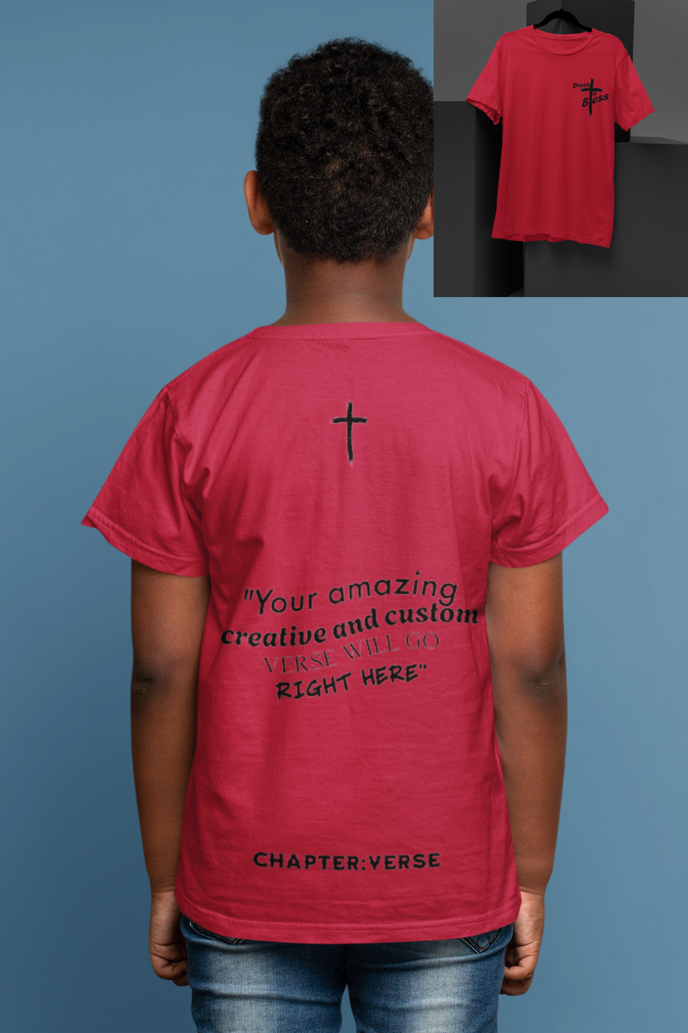 Custom Verse Only Youth “Dress To Bless” Cross Logo Unisex T-shirts