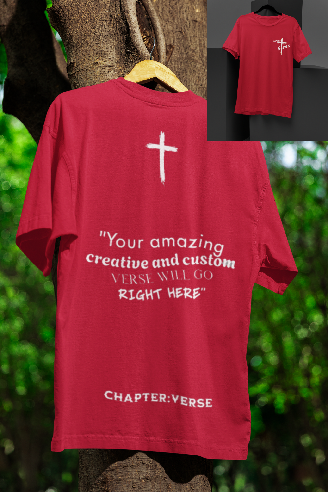 Custom Verse Only Adult “Dress To Bless” Cross Logo Unisex T-shirts