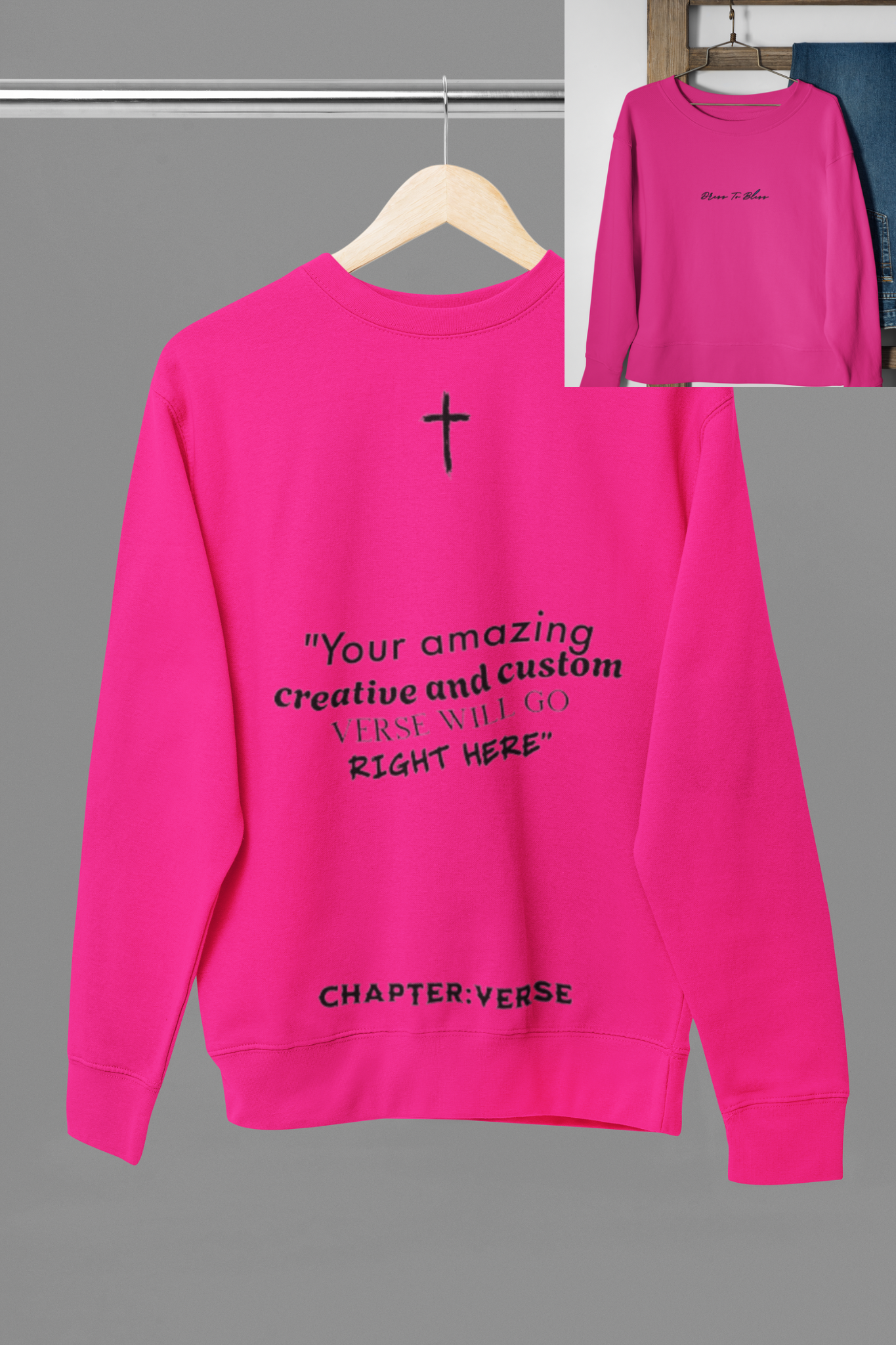 Custom Verse Only Adult “Dress To Bless” Cursive Logo Unisex Crewnecks