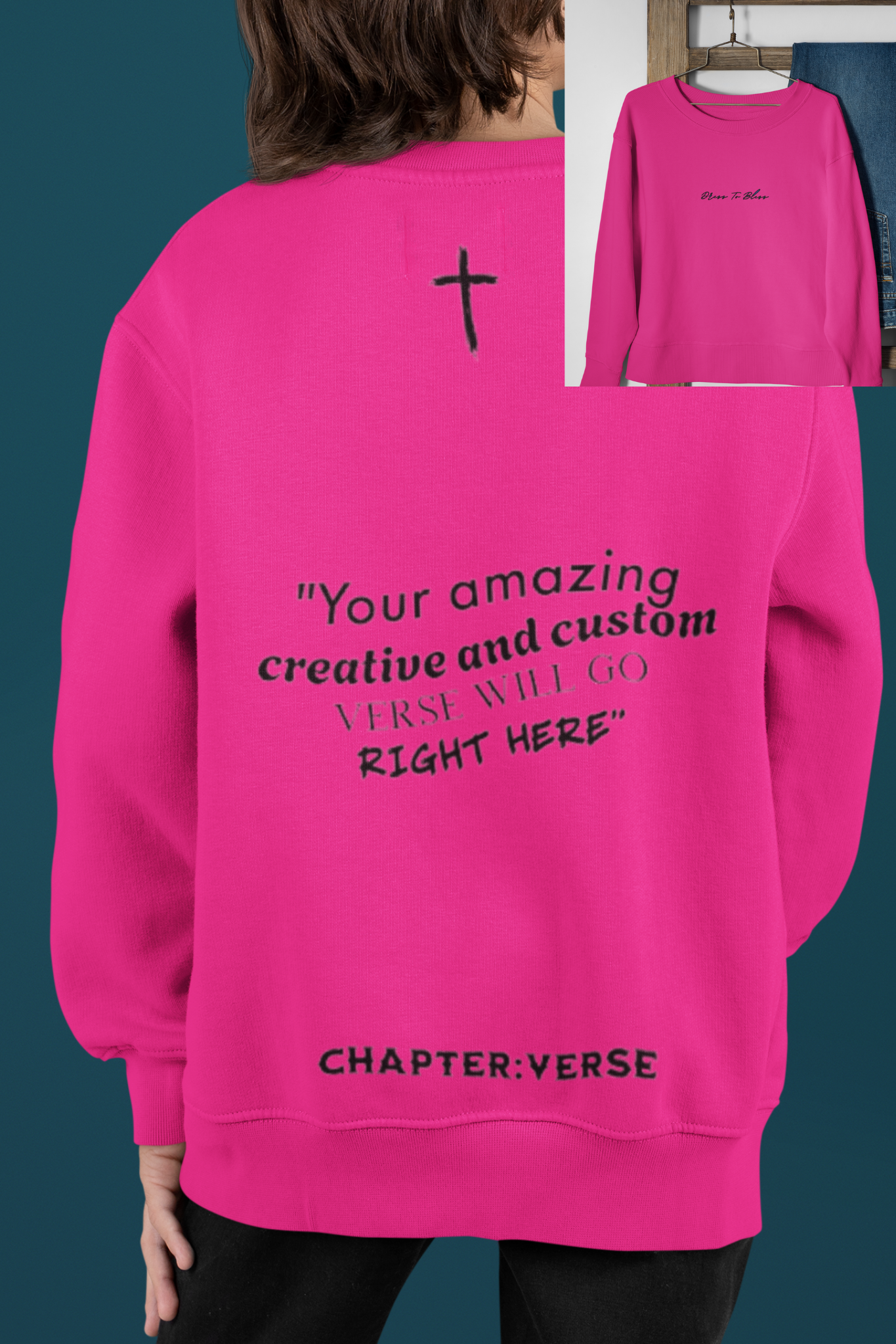 Custom Verse Only Youth “Dress To Bless” Cursive Logo Unisex Crewnecks