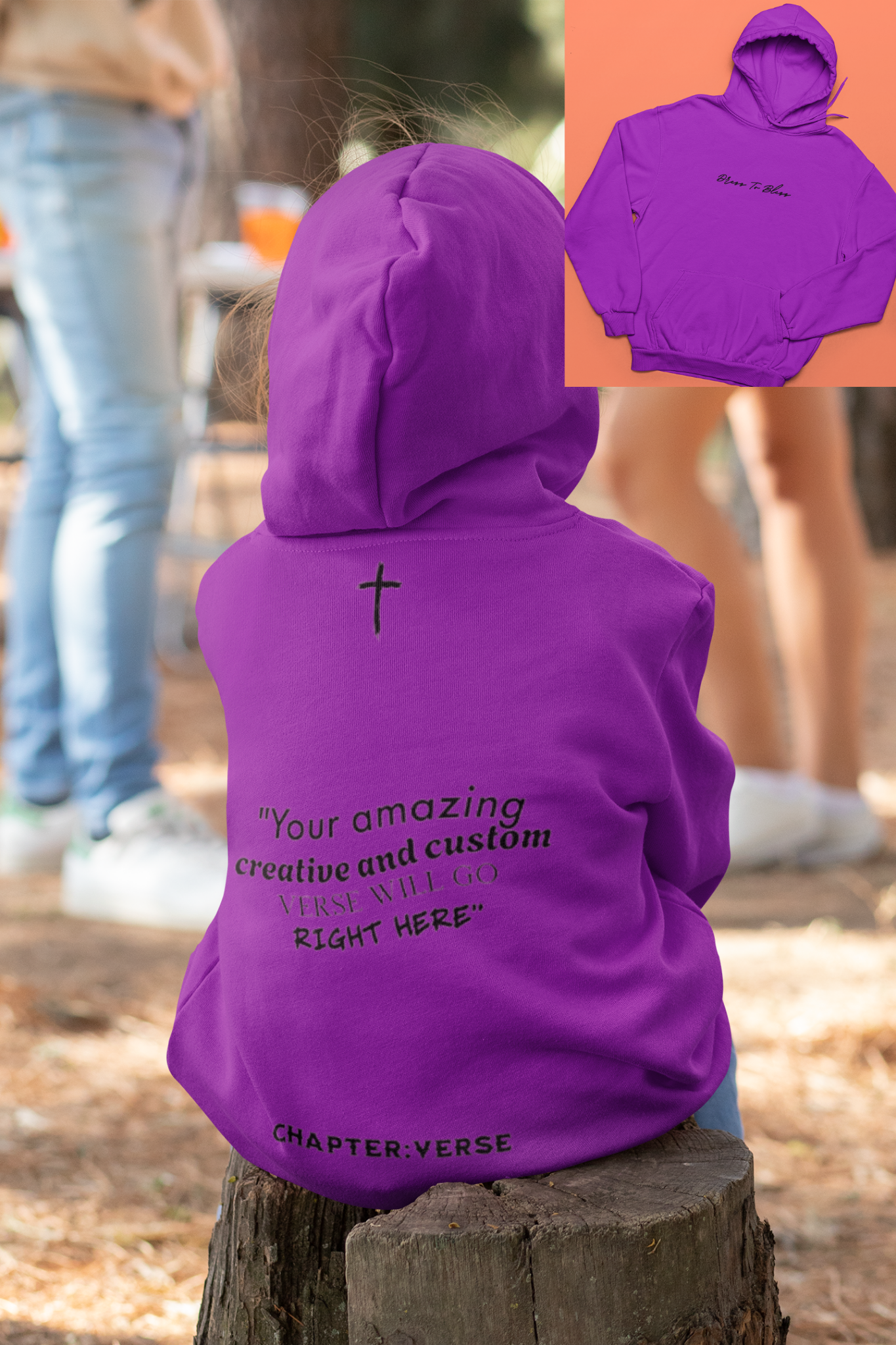Custom Verse Only Youth “Dress To Bless” Cursive Logo Unisex Hoodies