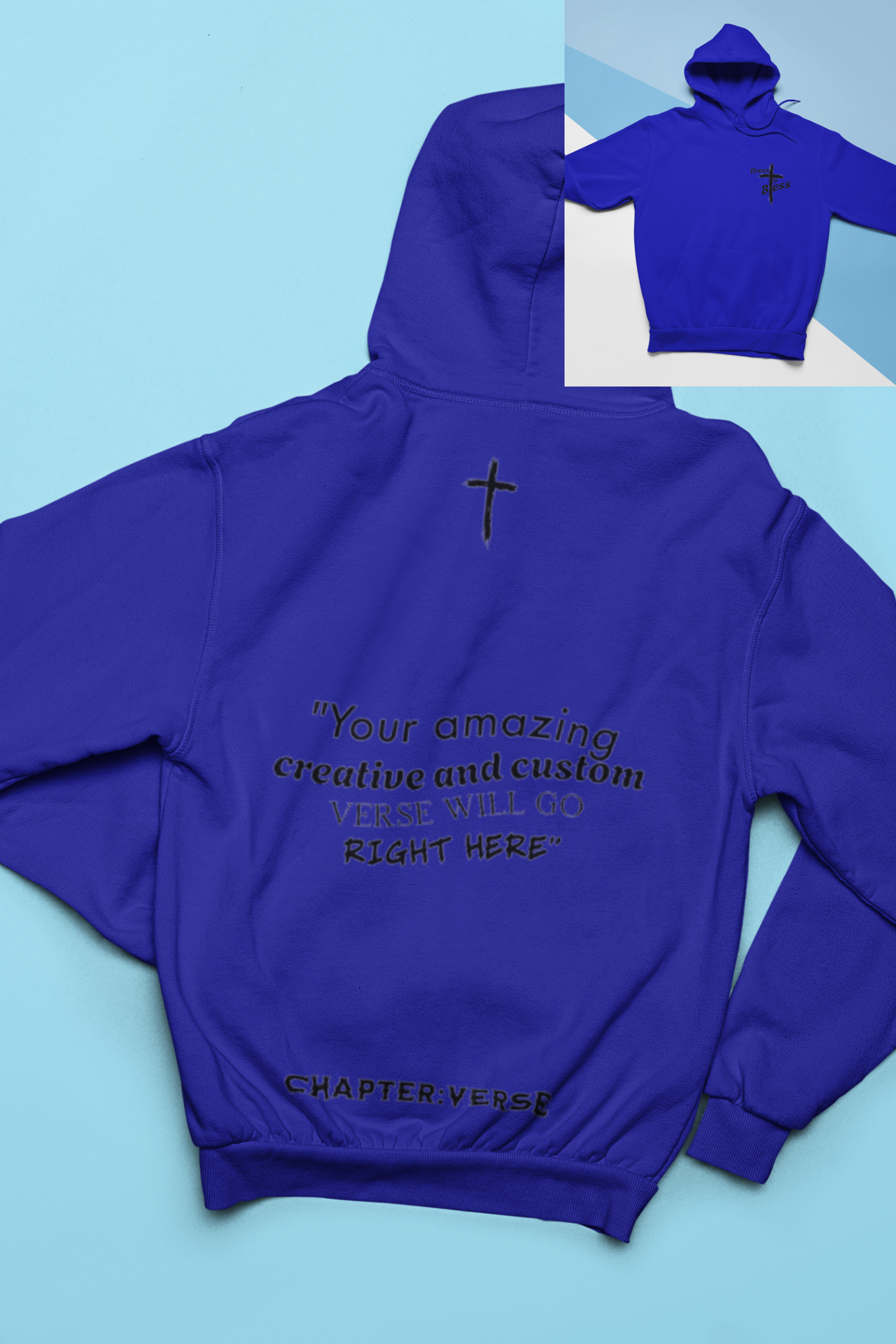 Custom Verse Only Adult “Dress To Bless” Cross Logo Unisex Hoodies