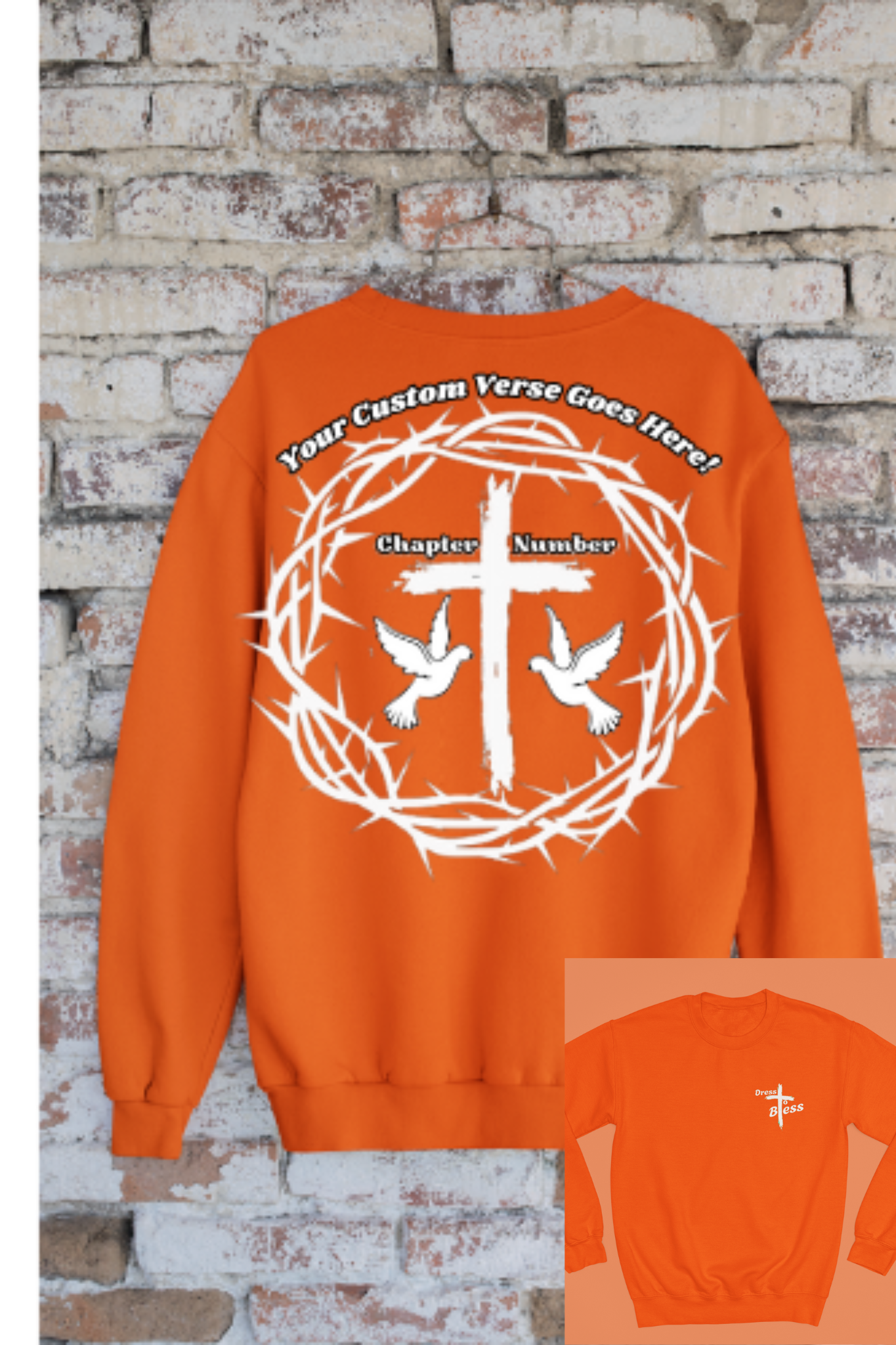 Custom Adult “Dress To Bless” Cross Logo Unisex Crewnecks