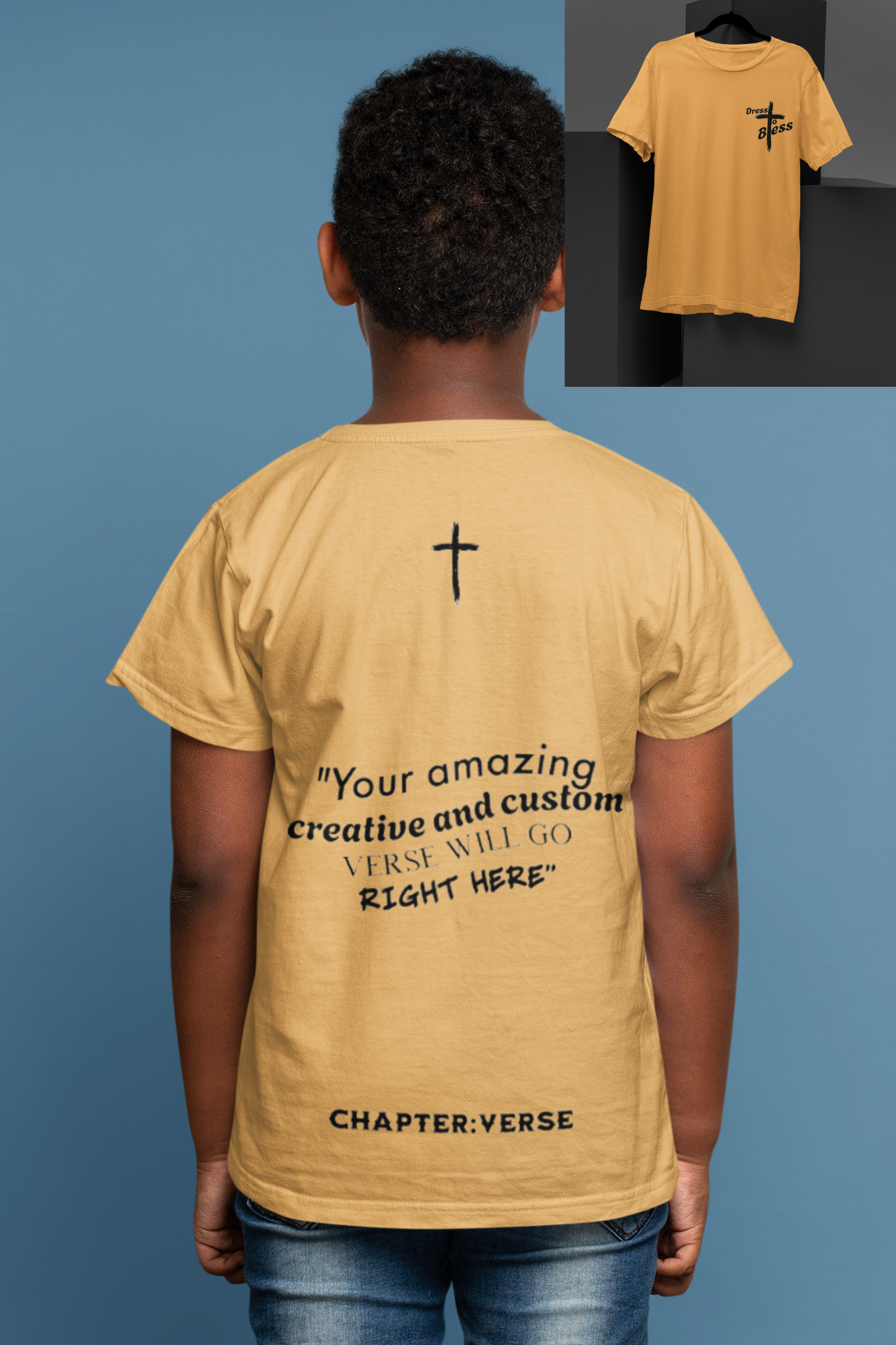 Custom Verse Only Youth “Dress To Bless” Cross Logo Unisex T-shirts