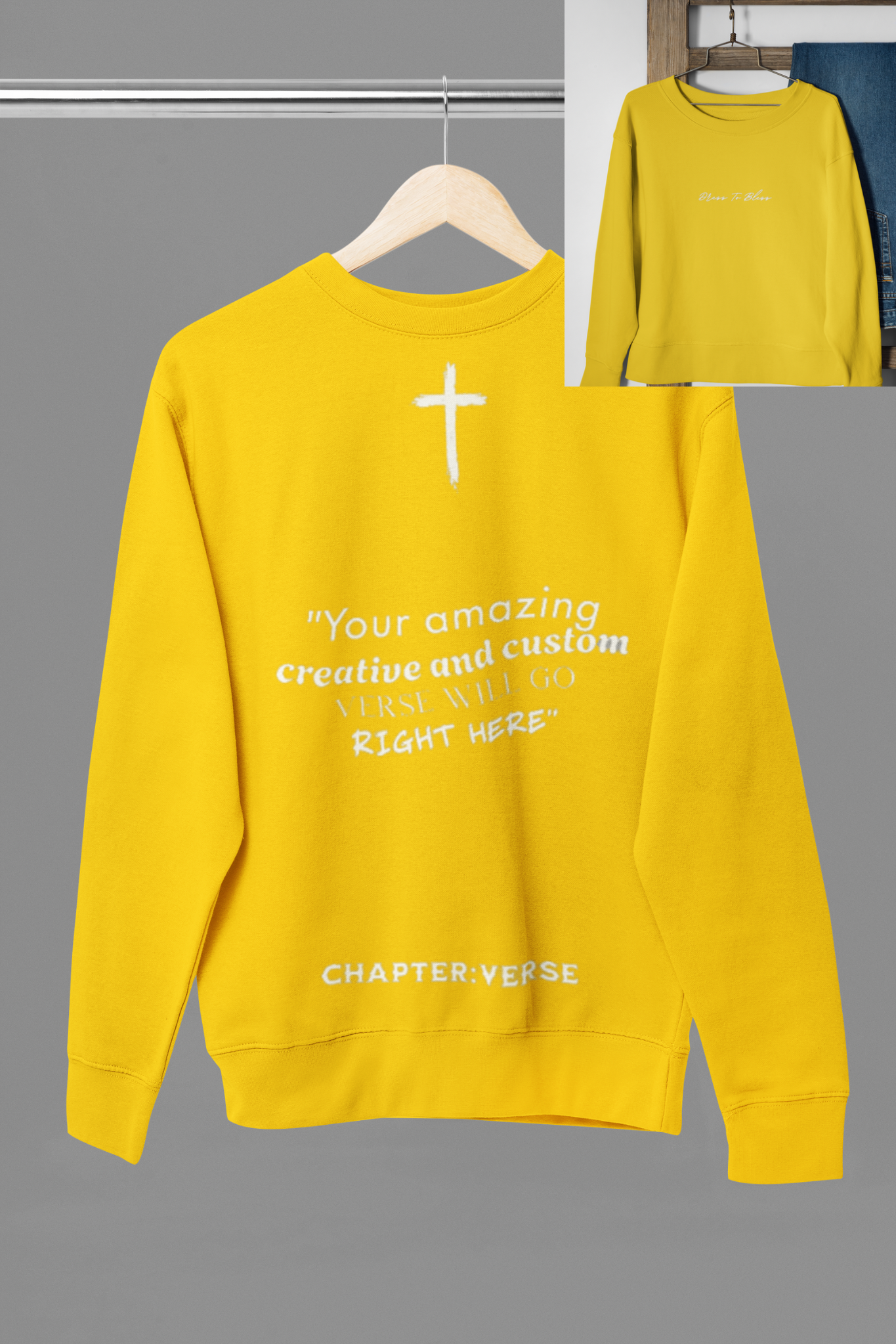 Custom Verse Only Adult “Dress To Bless” Cursive Logo Unisex Crewnecks
