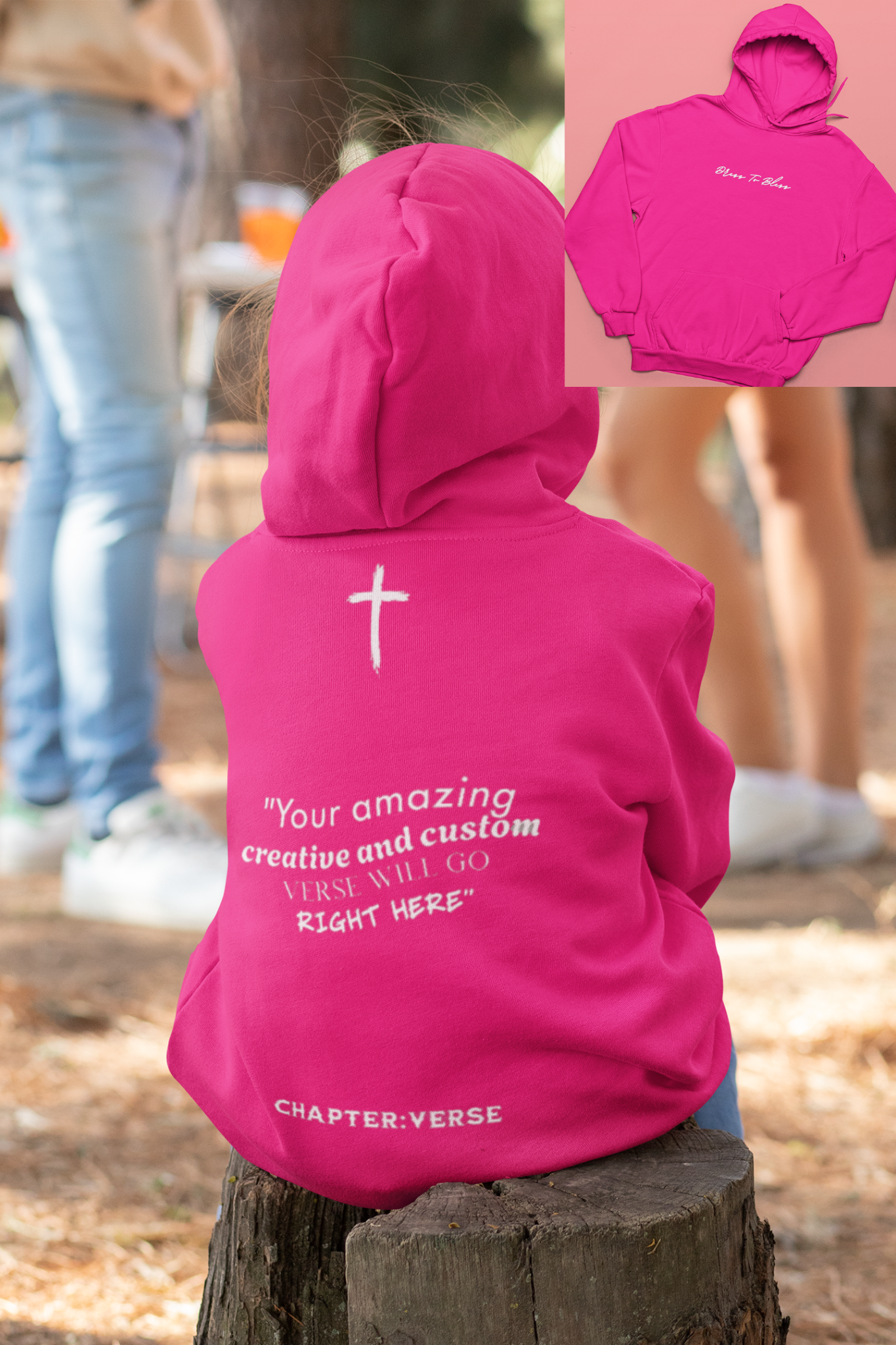 Custom Verse Only Youth “Dress To Bless” Cursive Logo Unisex Hoodies