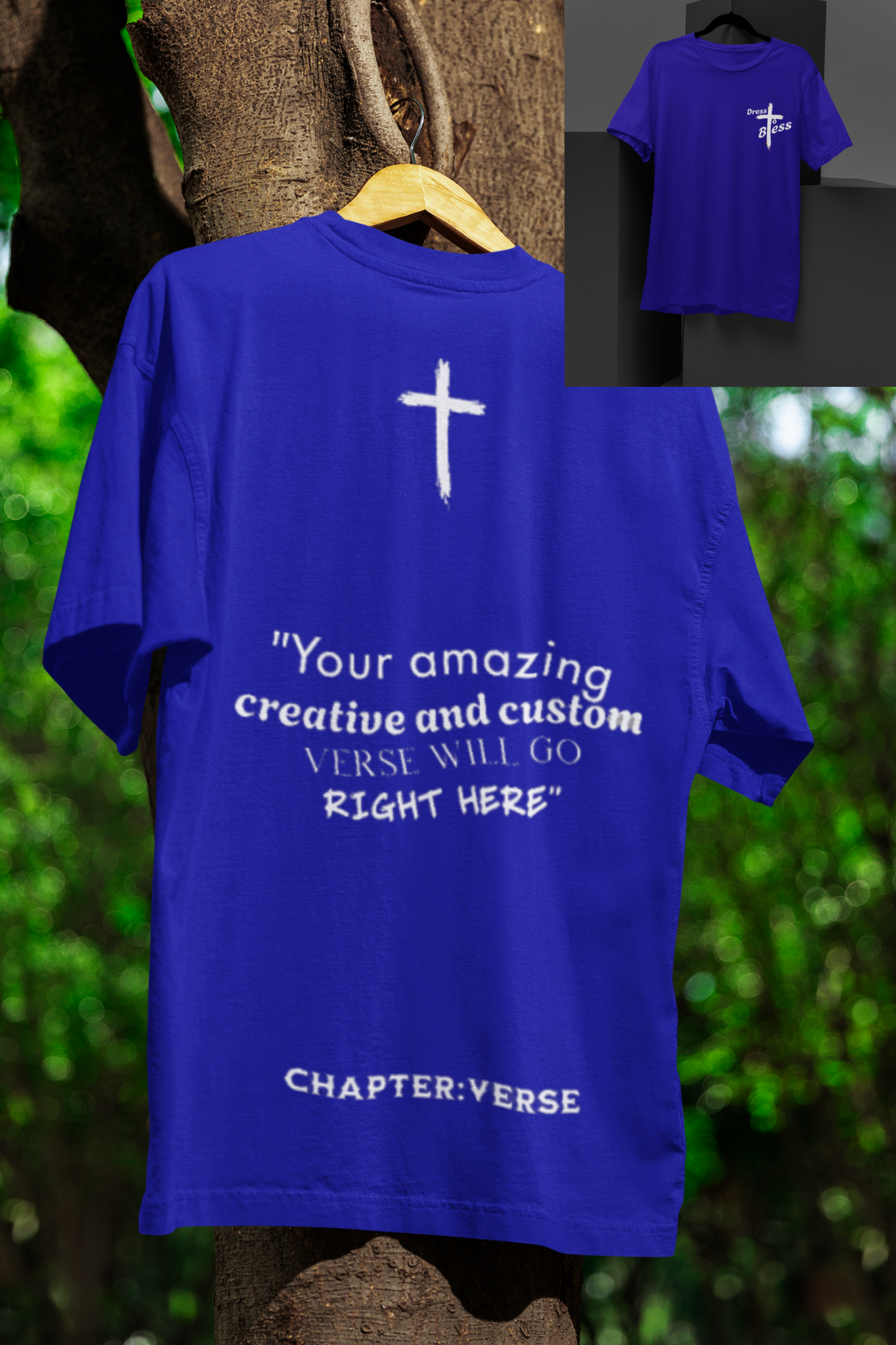 Custom Verse Only Adult “Dress To Bless” Cross Logo Unisex T-shirts