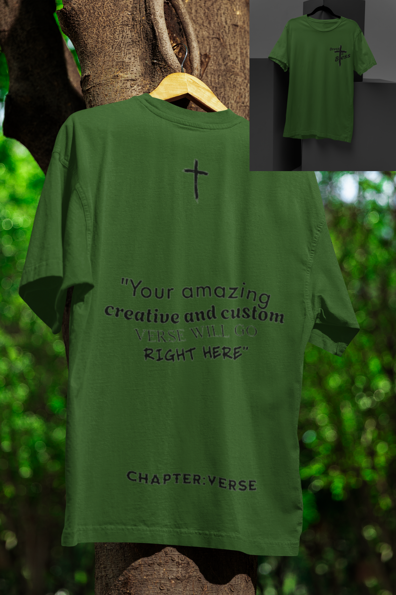 Custom Verse Only Adult “Dress To Bless” Cross Logo Unisex T-shirts