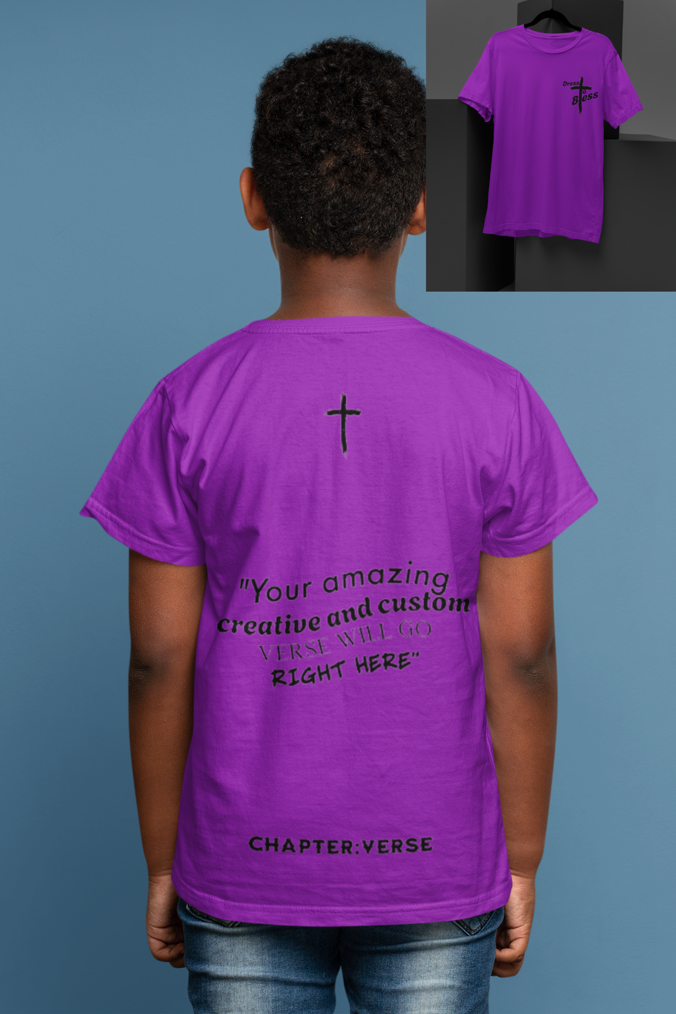 Custom Verse Only Youth “Dress To Bless” Cross Logo Unisex T-shirts