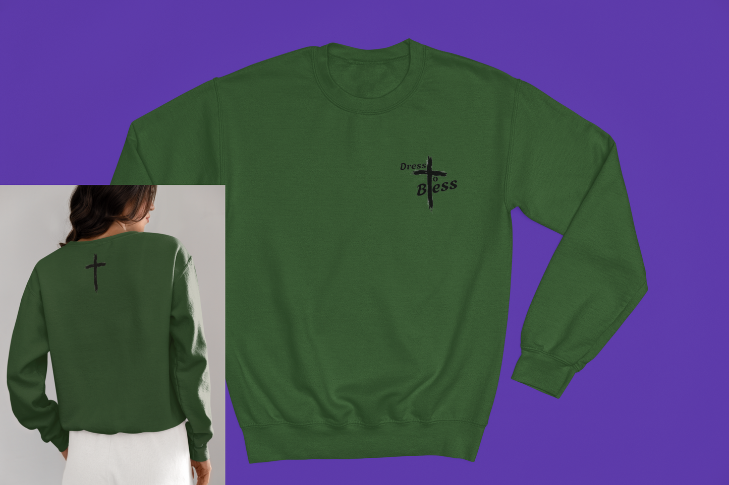 Adult “Dress To Bless” Cross Logo Unisex Crewnecks
