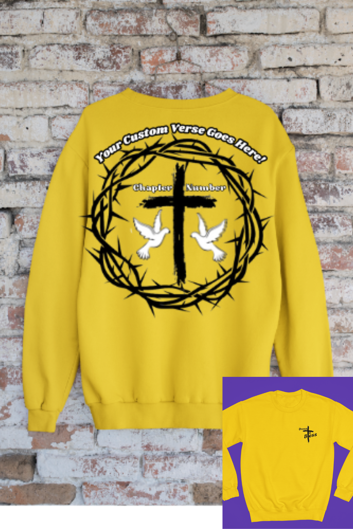 Custom Adult “Dress To Bless” Cross Logo Unisex Crewnecks
