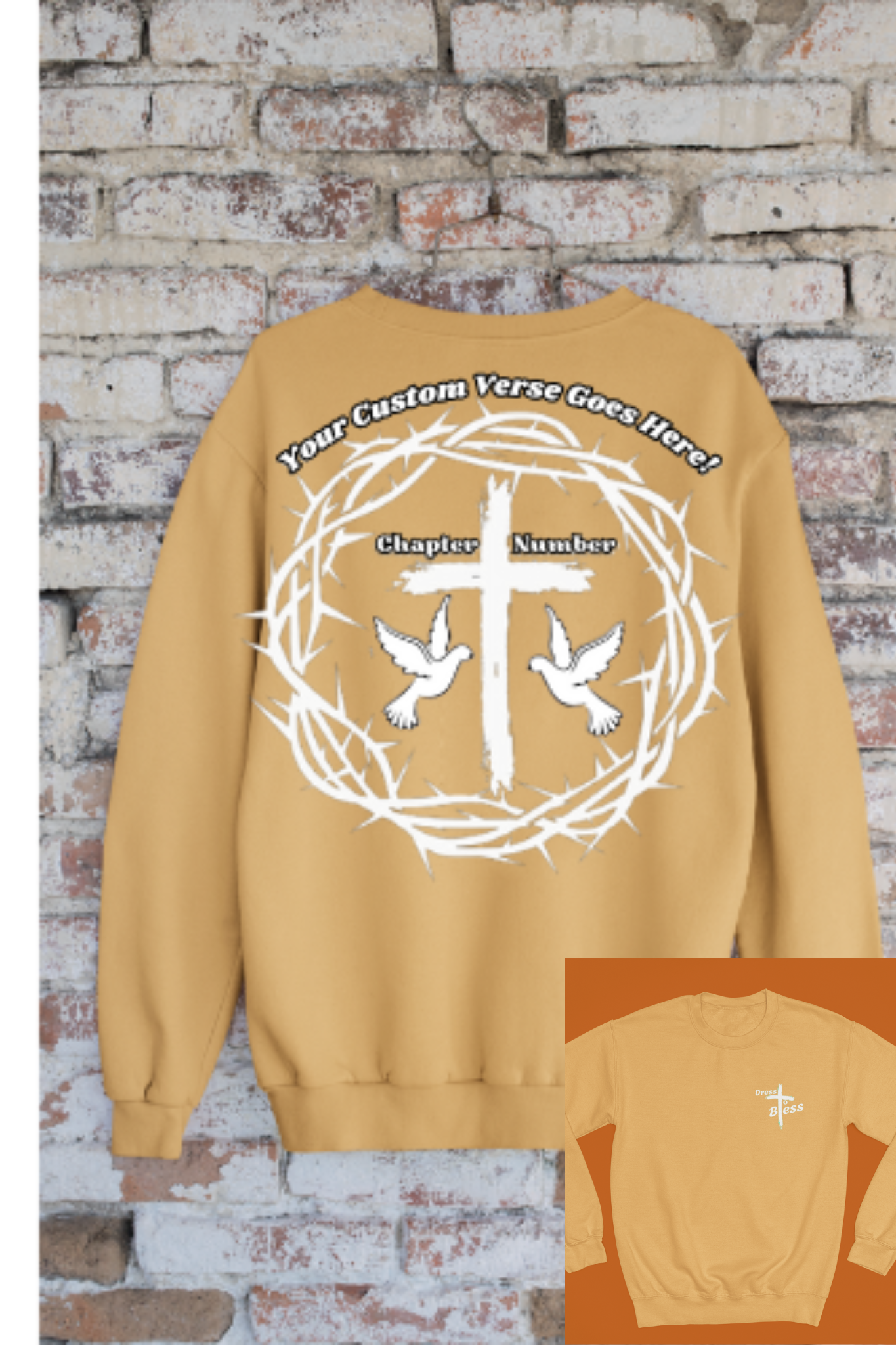 Custom Adult “Dress To Bless” Cross Logo Unisex Crewnecks