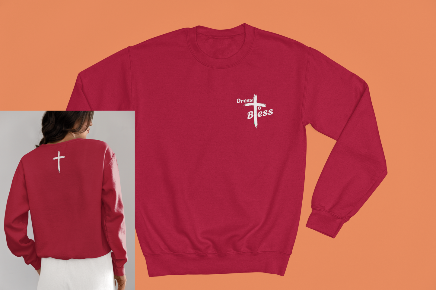 Adult “Dress To Bless” Cross Logo Unisex Crewnecks