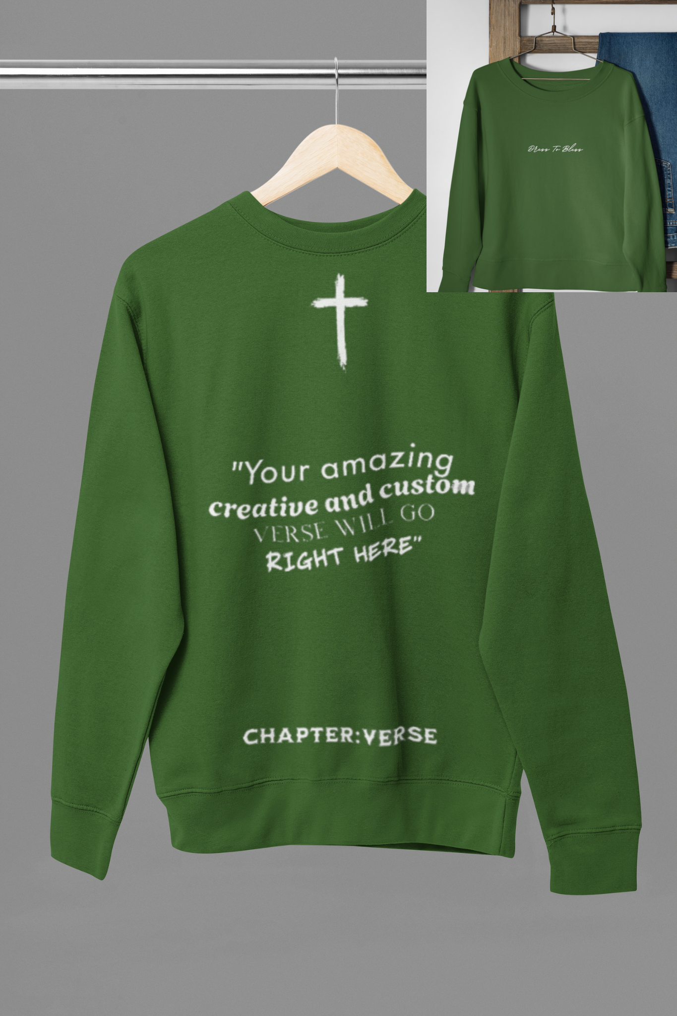 Custom Verse Only Adult “Dress To Bless” Cursive Logo Unisex Crewnecks