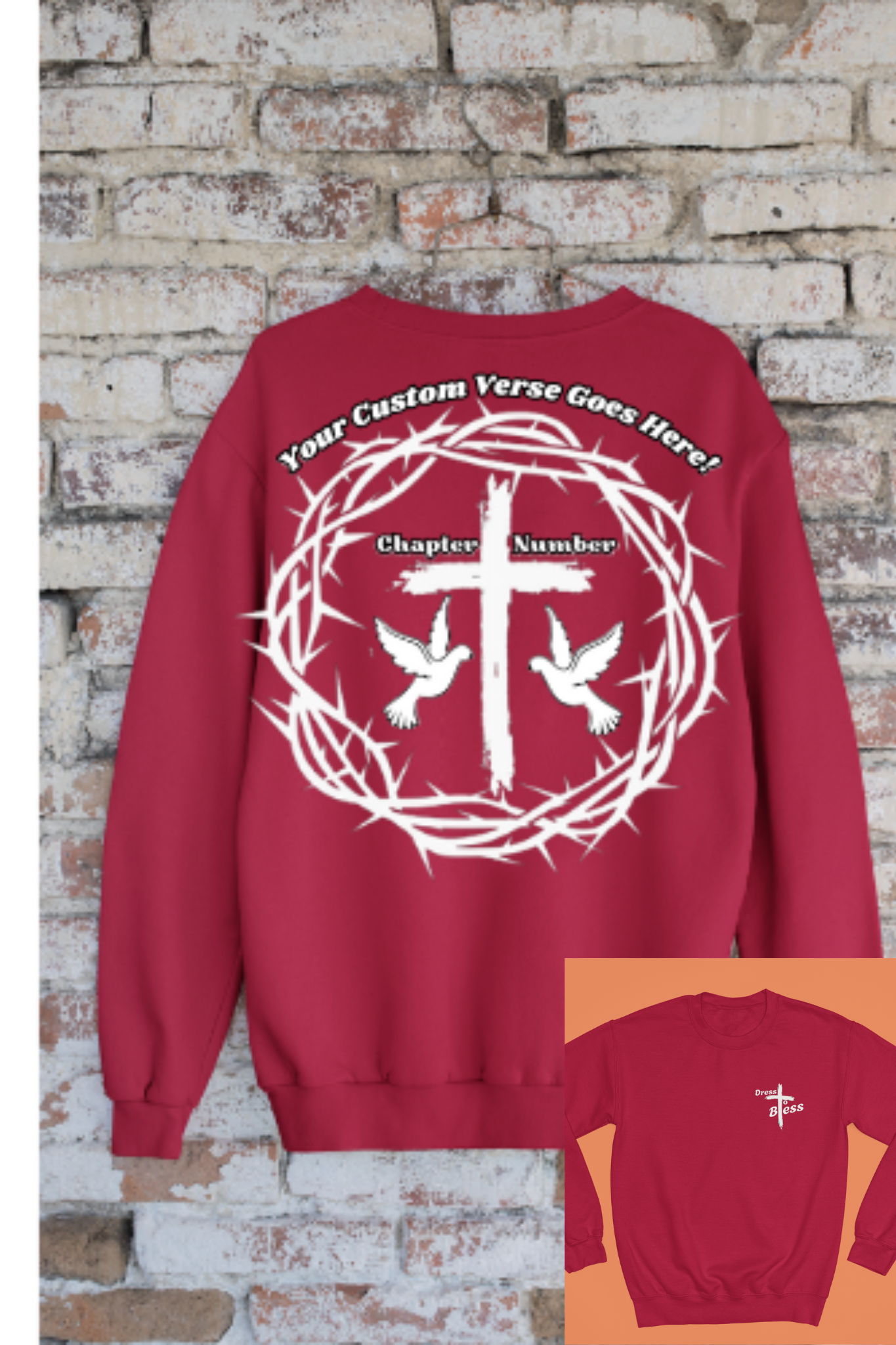 Custom Adult “Dress To Bless” Cross Logo Unisex Crewnecks