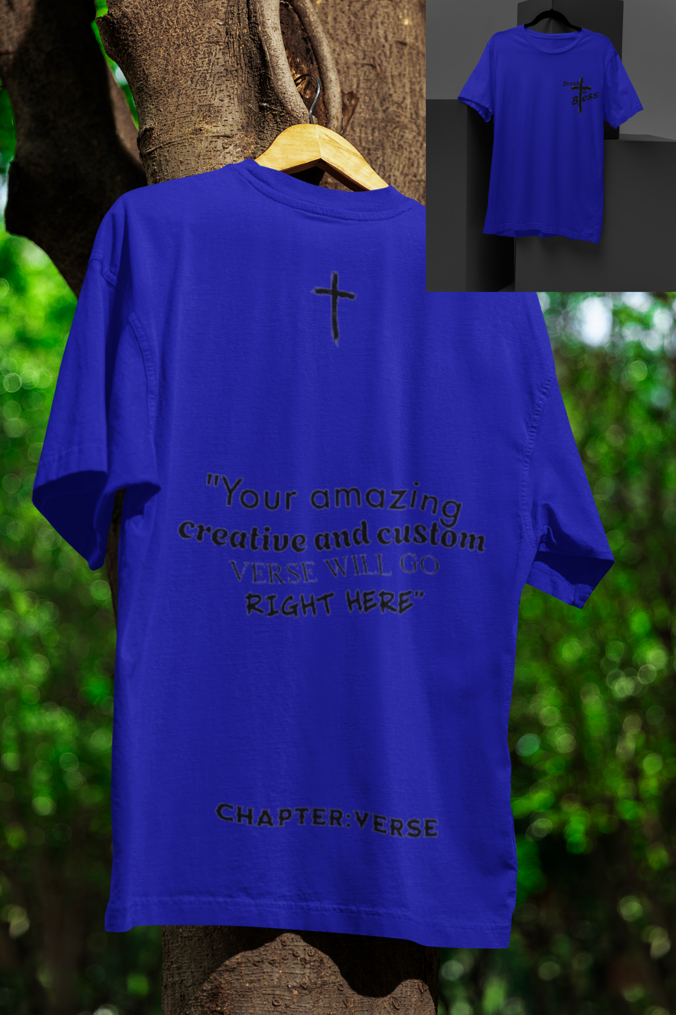 Custom Verse Only Adult “Dress To Bless” Cross Logo Unisex T-shirts