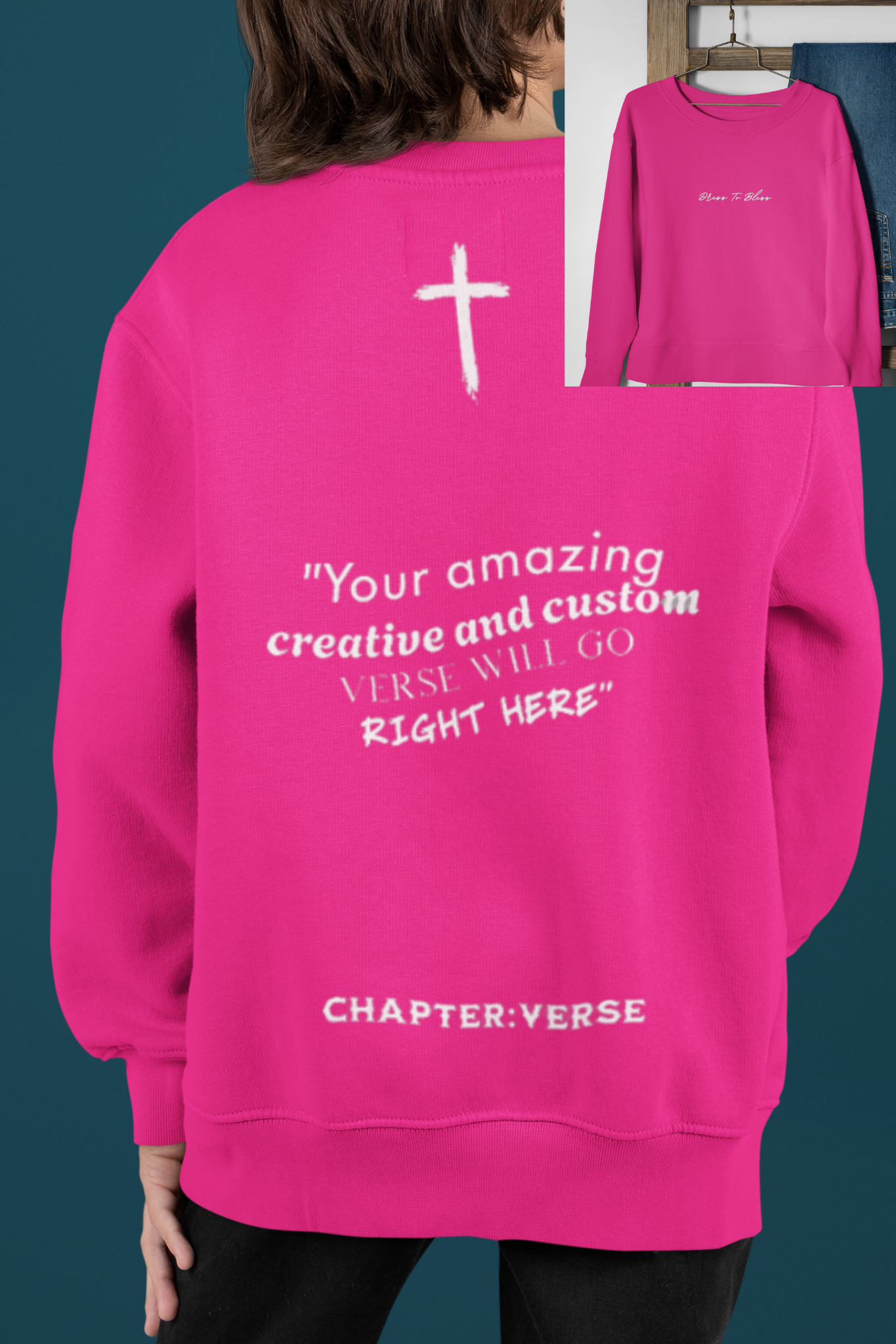 Custom Verse Only Youth “Dress To Bless” Cursive Logo Unisex Crewnecks