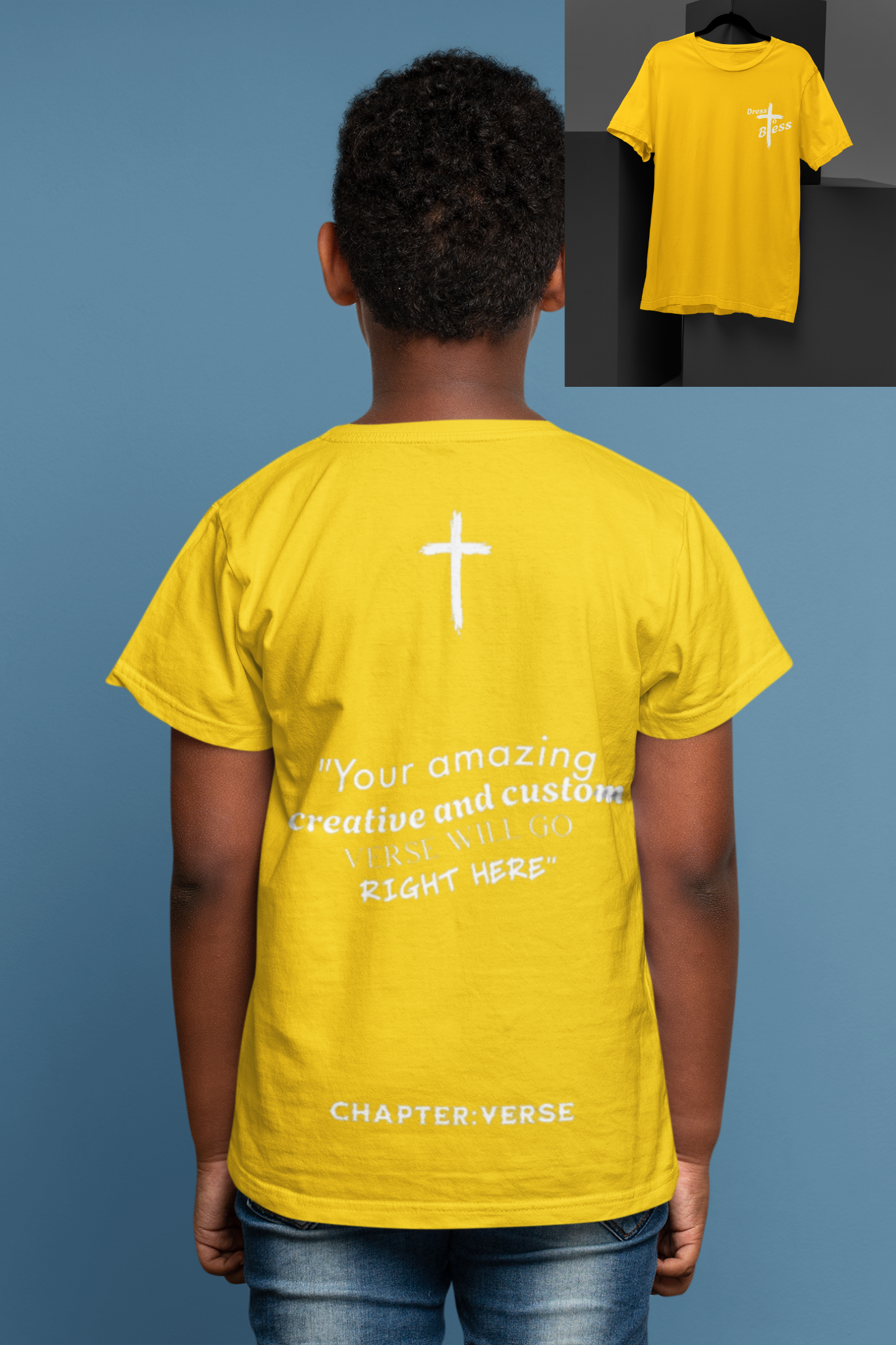 Custom Verse Only Youth “Dress To Bless” Cross Logo Unisex T-shirts