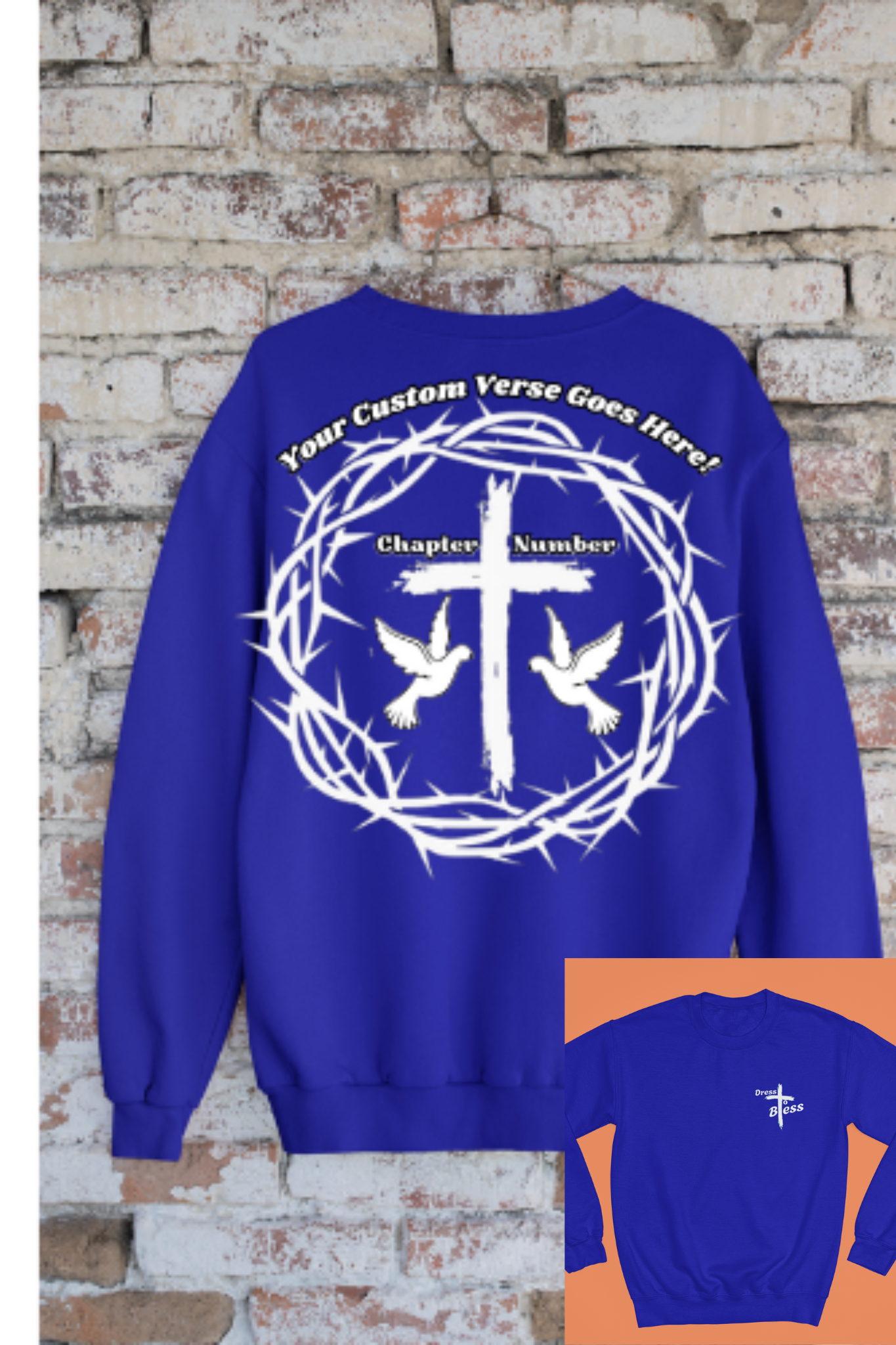 Custom Adult “Dress To Bless” Cross Logo Unisex Crewnecks