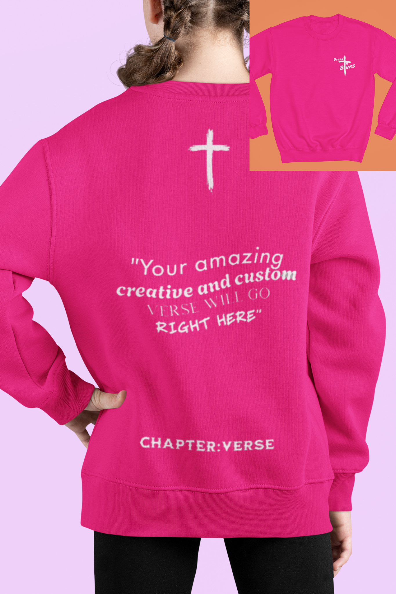 Custom Verse Only Youth “Dress To Bless” Cross Logo Unisex Crewnecks
