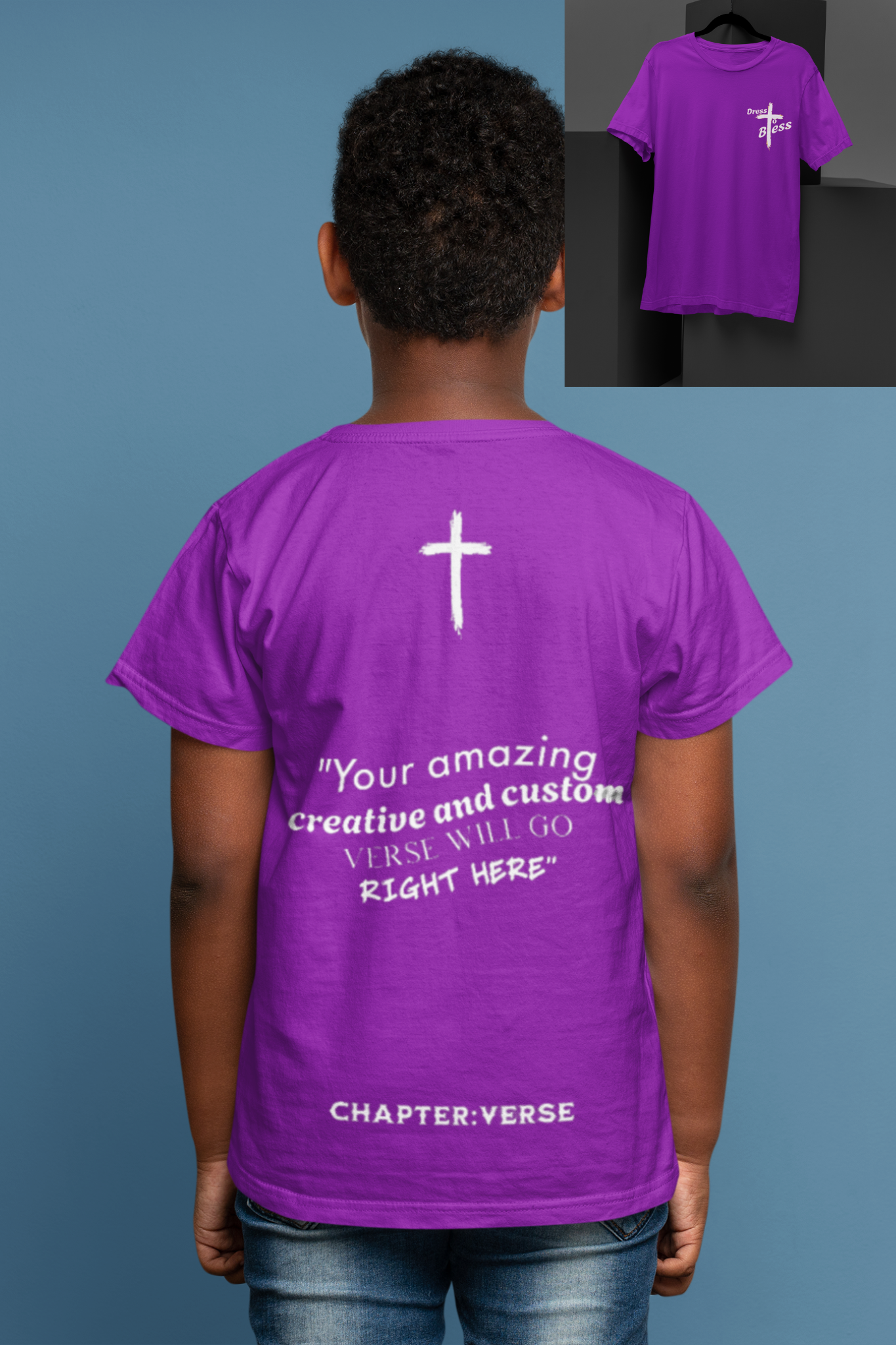 Custom Verse Only Youth “Dress To Bless” Cross Logo Unisex T-shirts