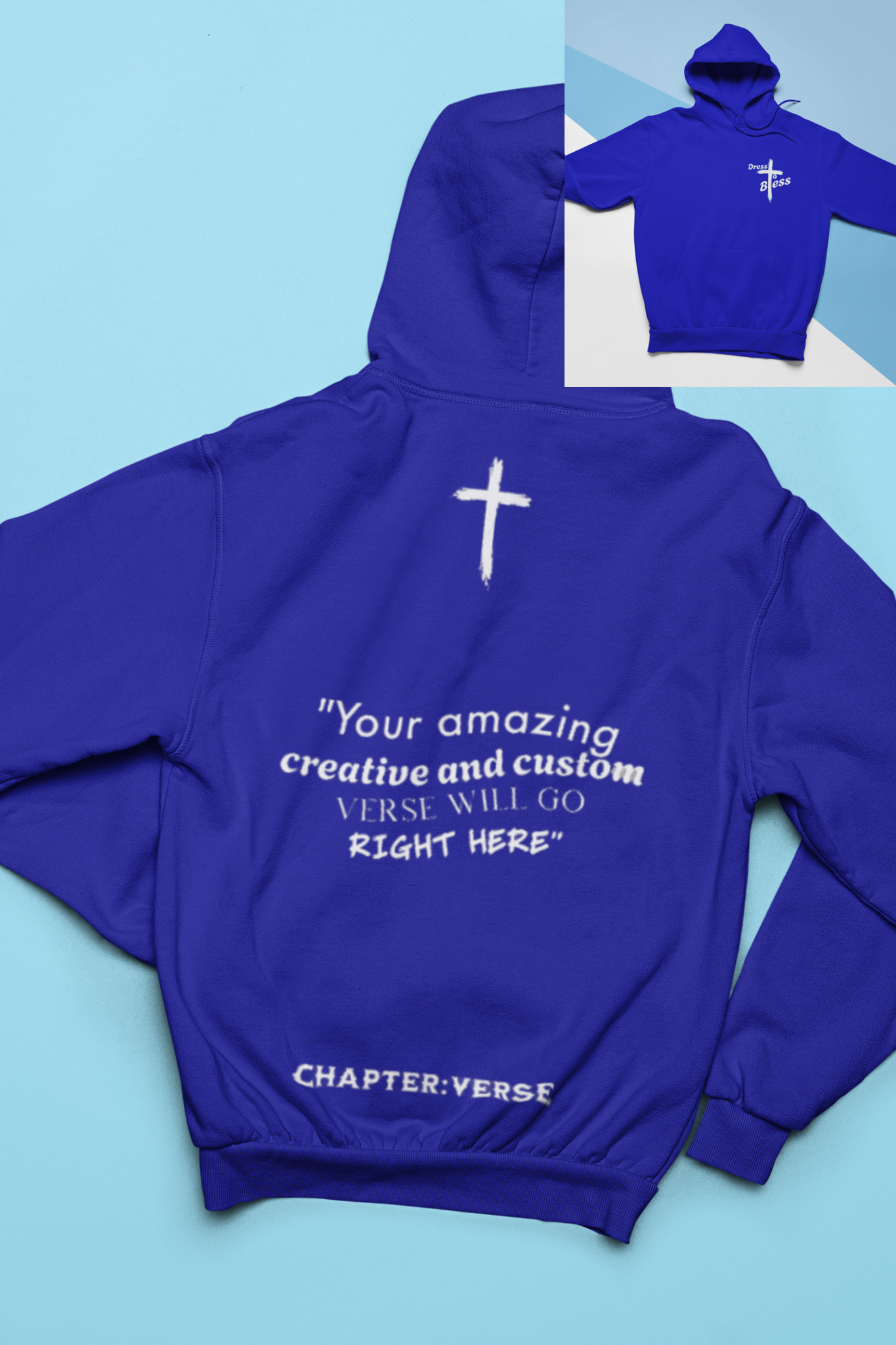 Custom Verse Only Adult “Dress To Bless” Cross Logo Unisex Hoodies