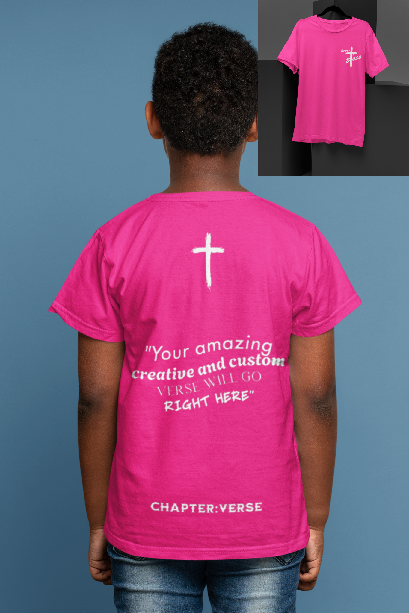 Custom Verse Only Youth “Dress To Bless” Cross Logo Unisex T-shirts