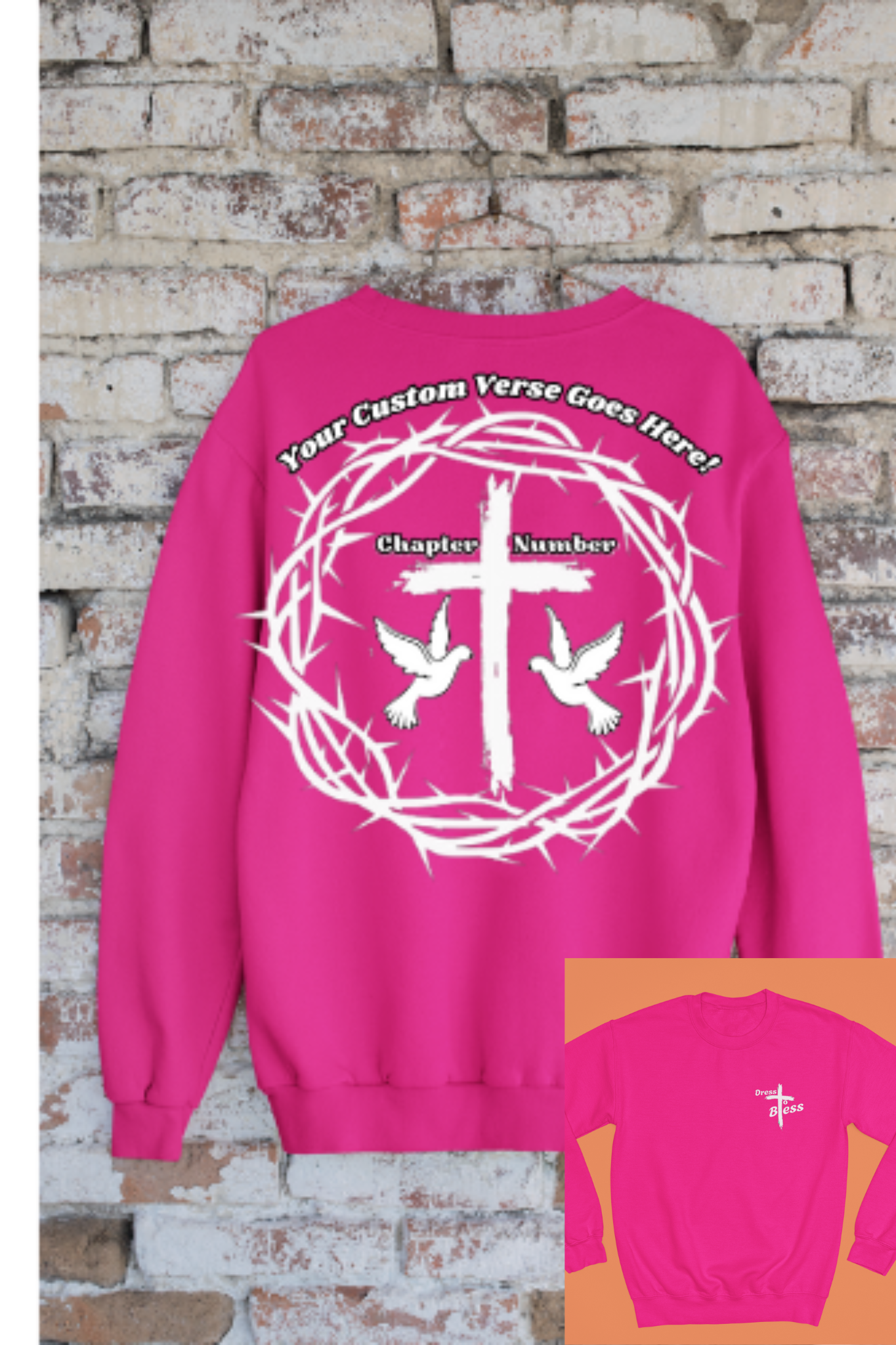 Custom Adult “Dress To Bless” Cross Logo Unisex Crewnecks