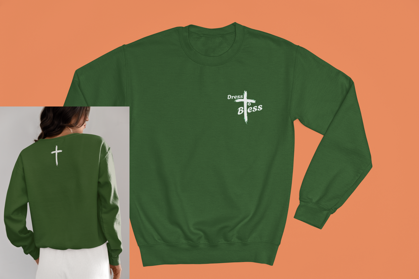 Adult “Dress To Bless” Cross Logo Unisex Crewnecks