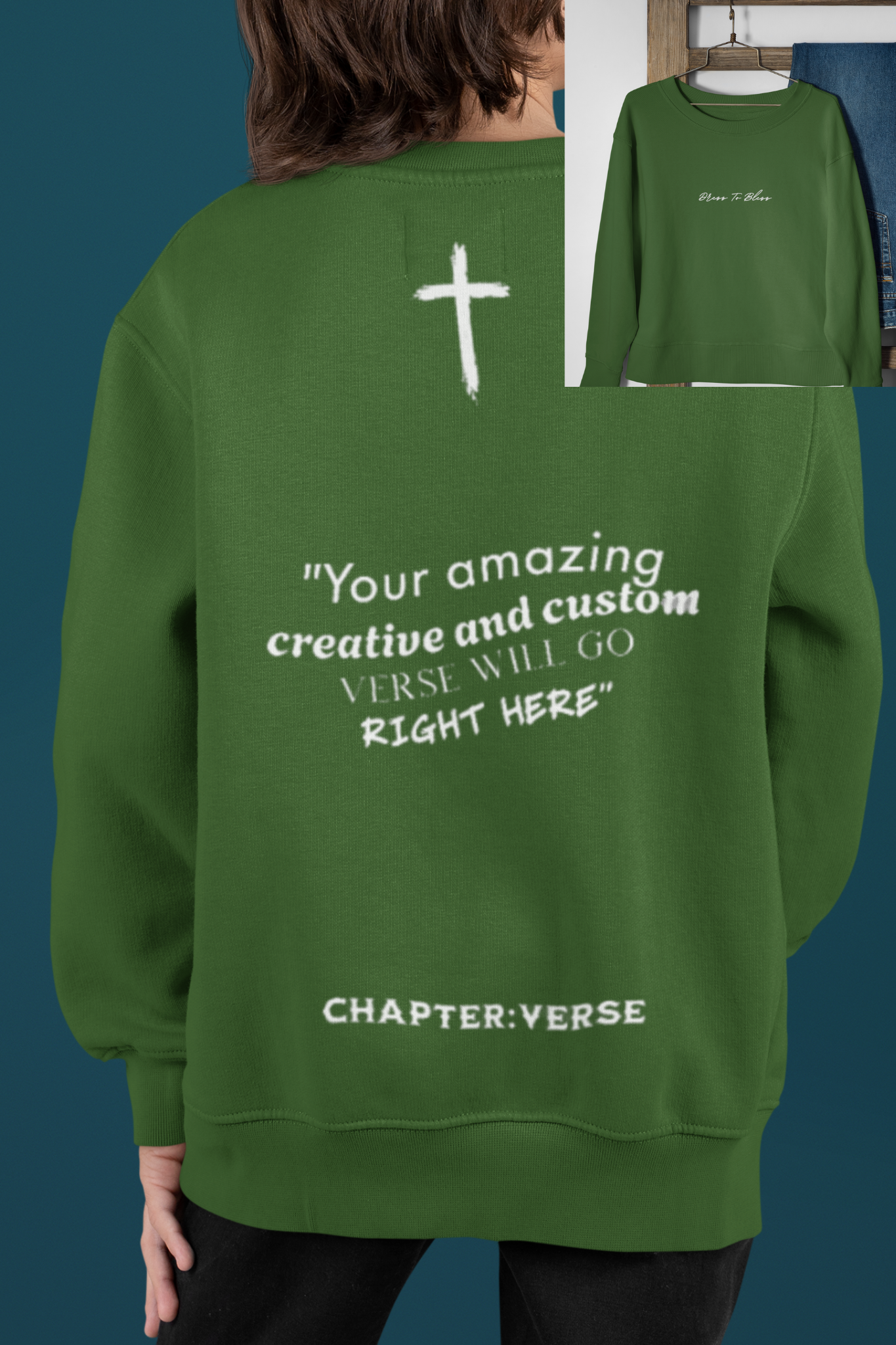 Custom Verse Only Youth “Dress To Bless” Cursive Logo Unisex Crewnecks