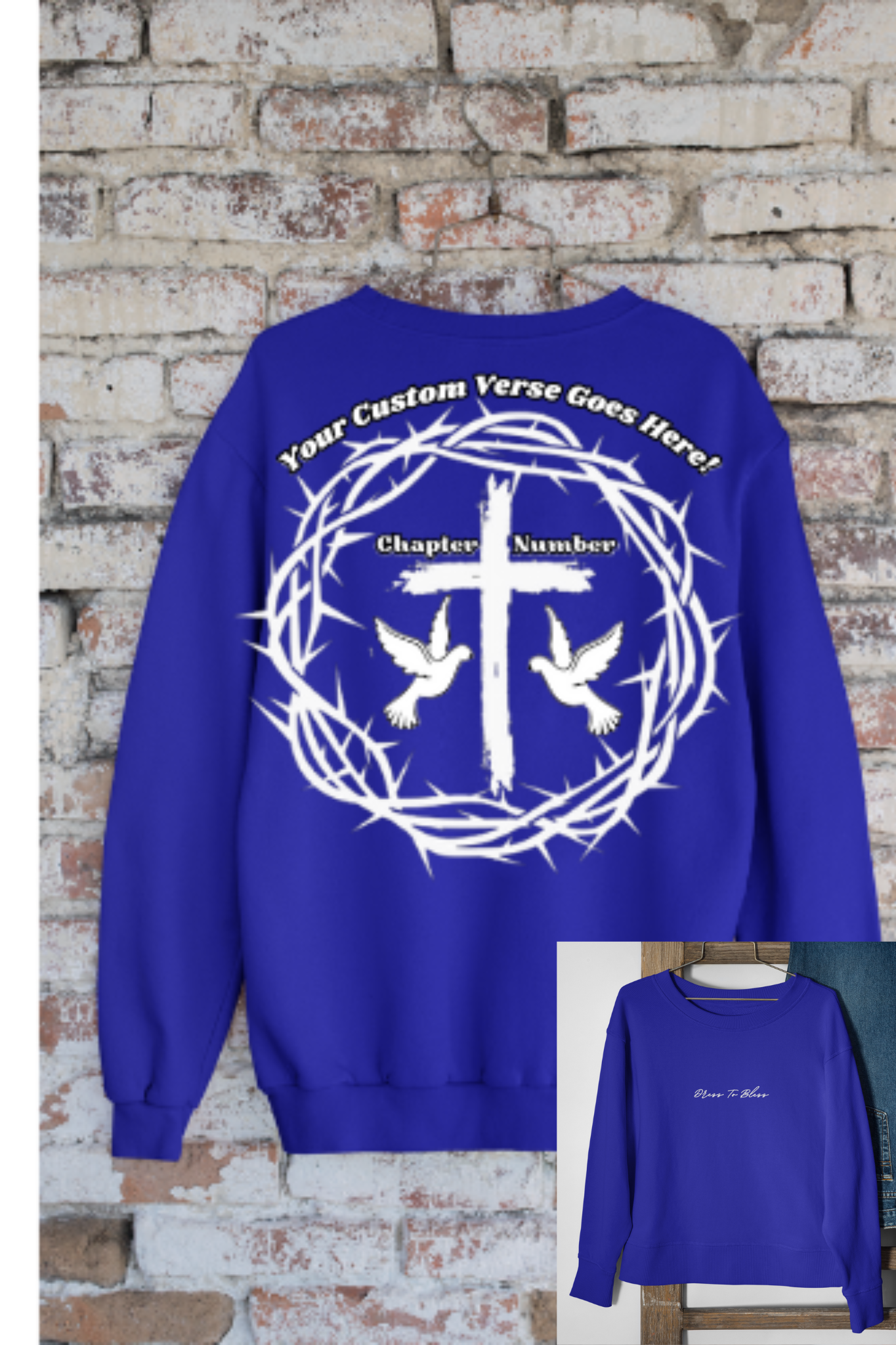 Custom Adult “Dress To Bless” Cursive Logo Unisex Crewnecks