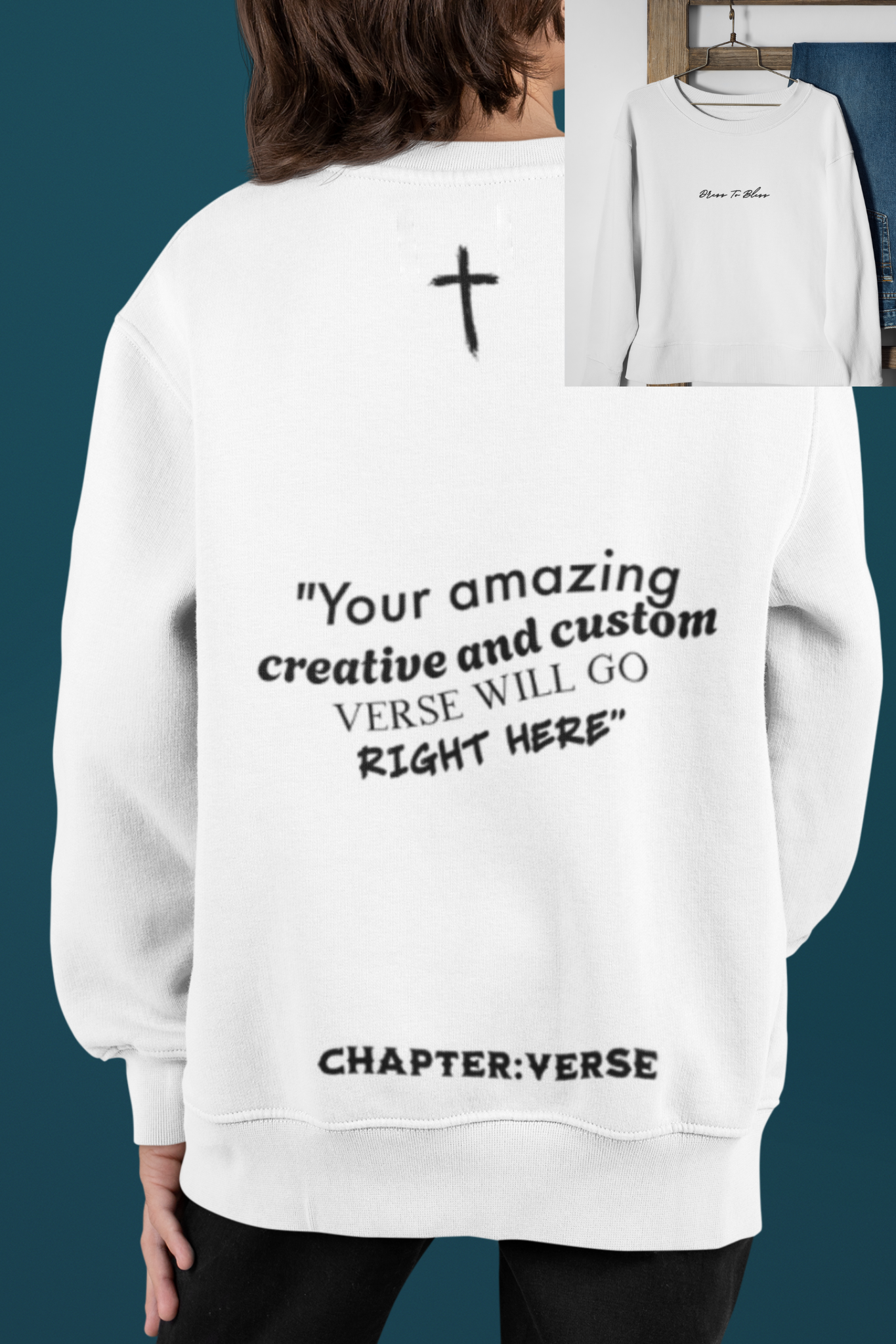 Custom Verse Only Youth “Dress To Bless” Cursive Logo Unisex Crewnecks