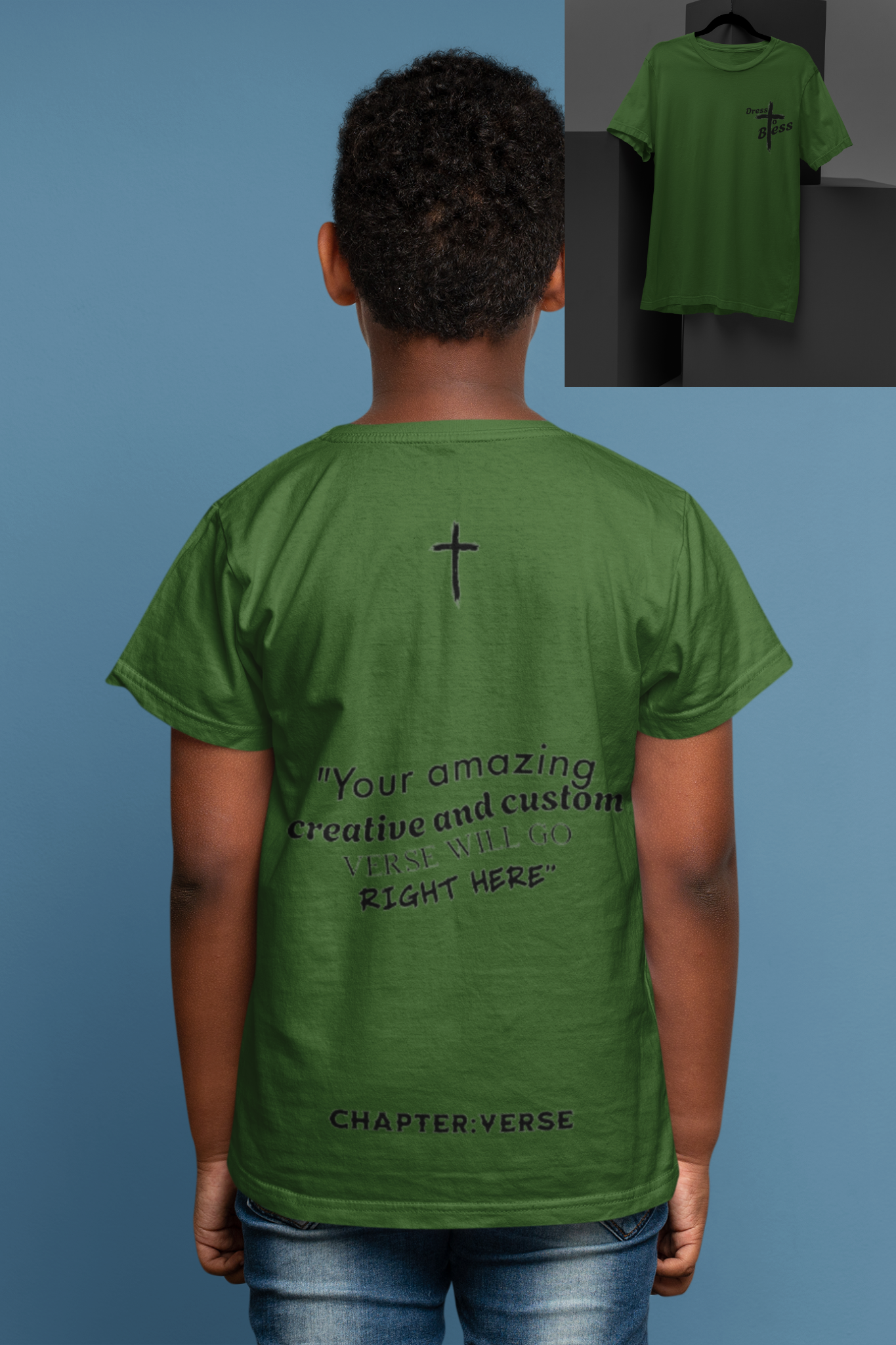 Custom Verse Only Youth “Dress To Bless” Cross Logo Unisex T-shirts