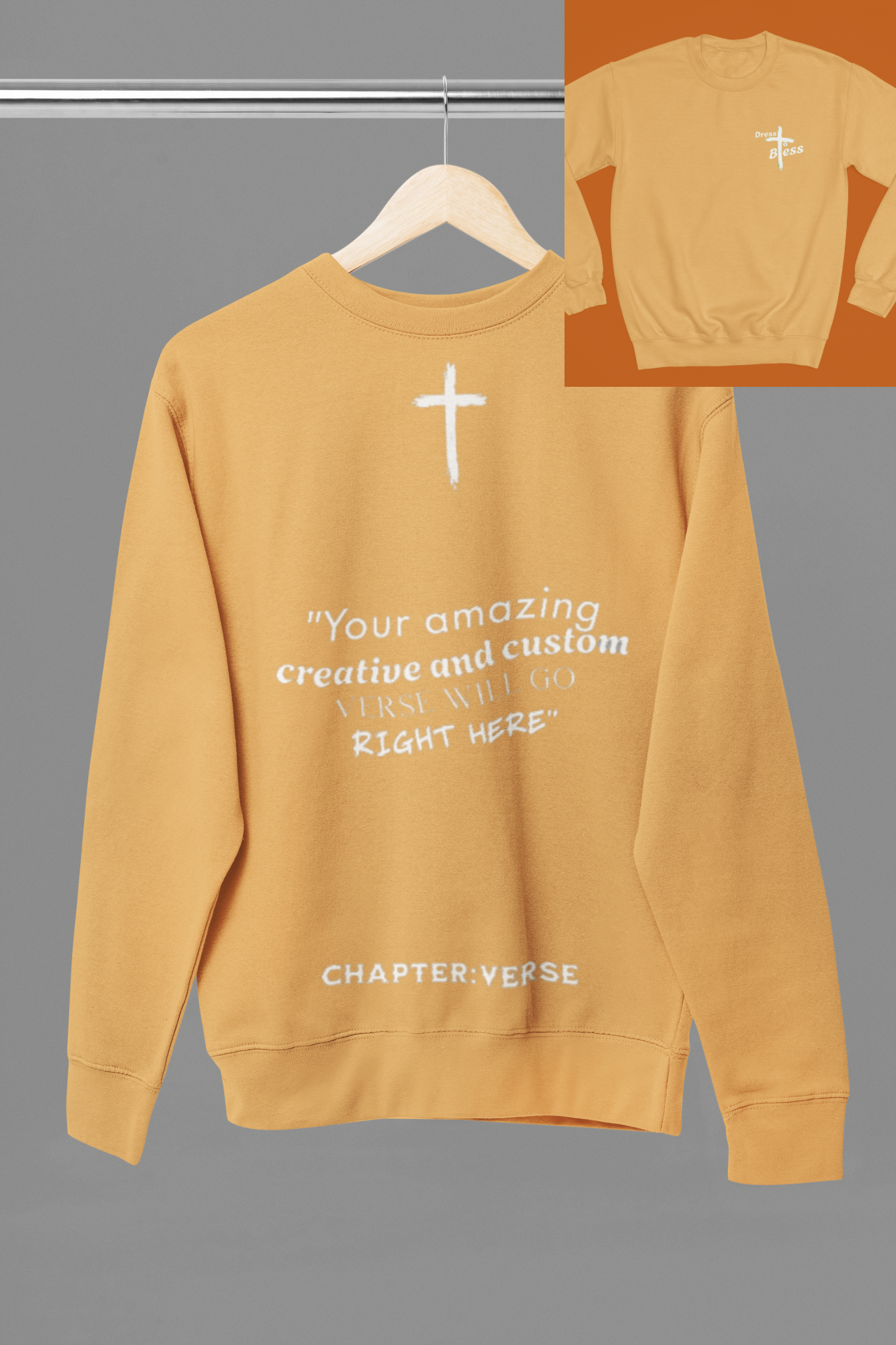 Custom Verse Only Adult “Dress To Bless” Cross Logo Unisex Crewnecks