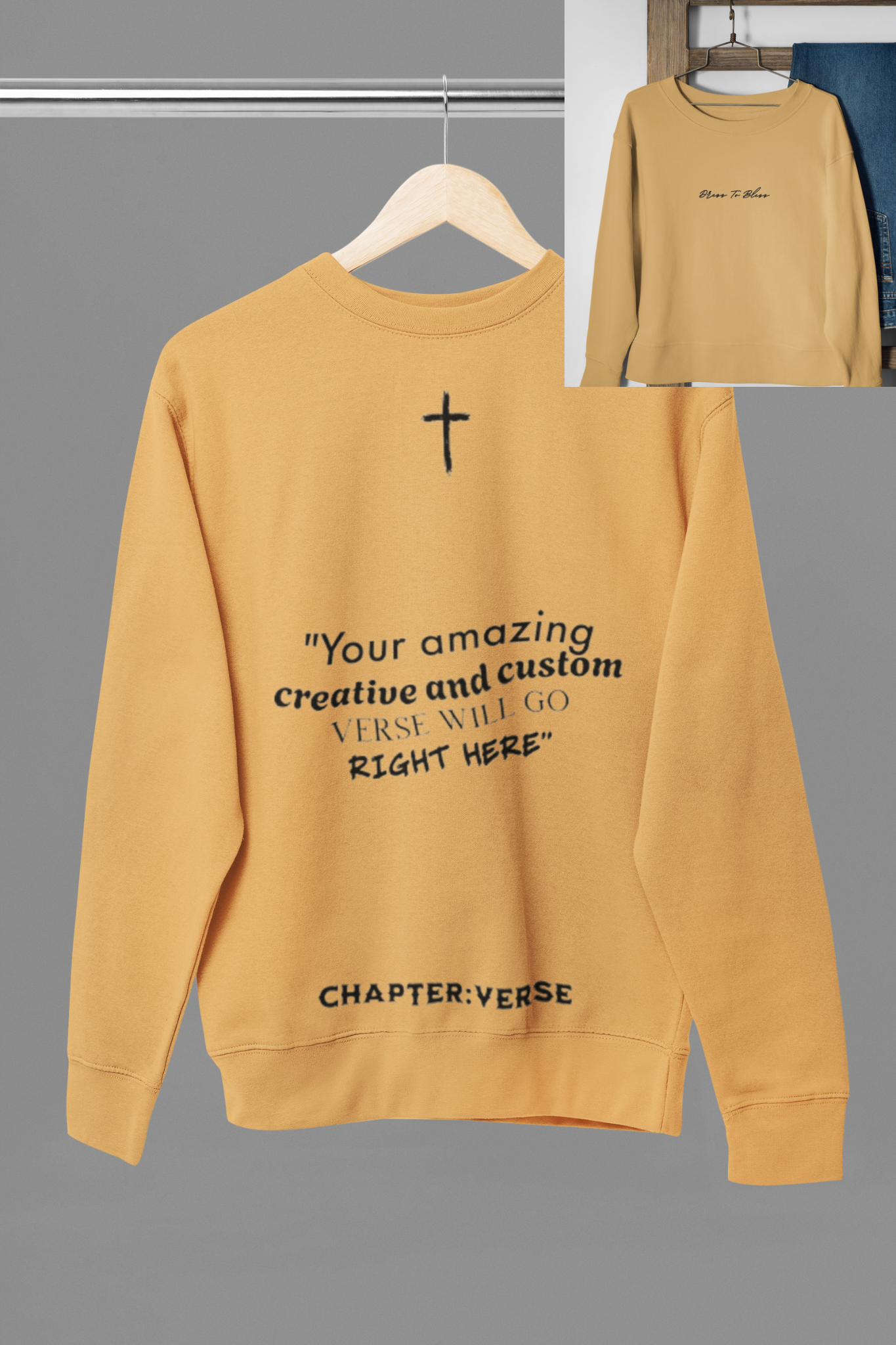 Custom Verse Only Adult “Dress To Bless” Cursive Logo Unisex Crewnecks