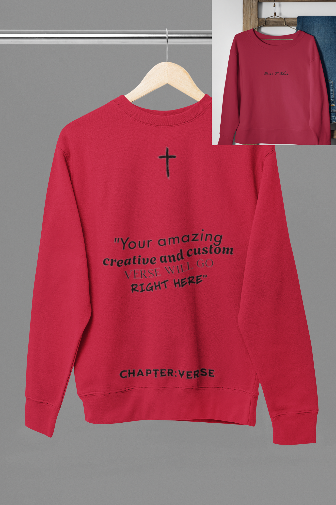 Custom Verse Only Adult “Dress To Bless” Cursive Logo Unisex Crewnecks