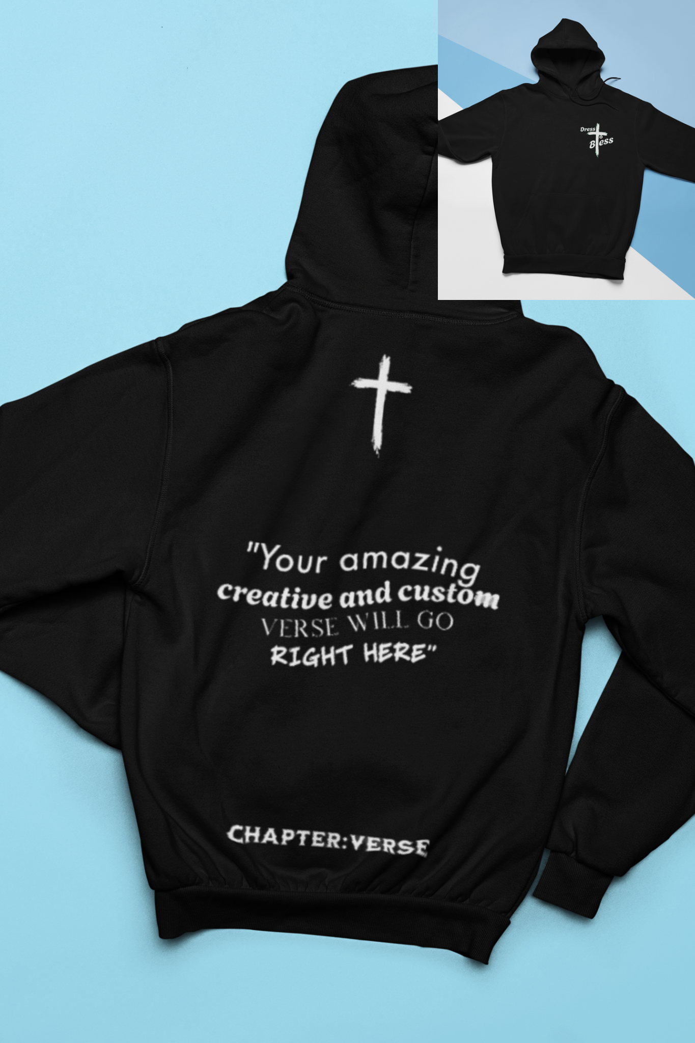 Custom Verse Only Adult “Dress To Bless” Cross Logo Unisex Hoodies