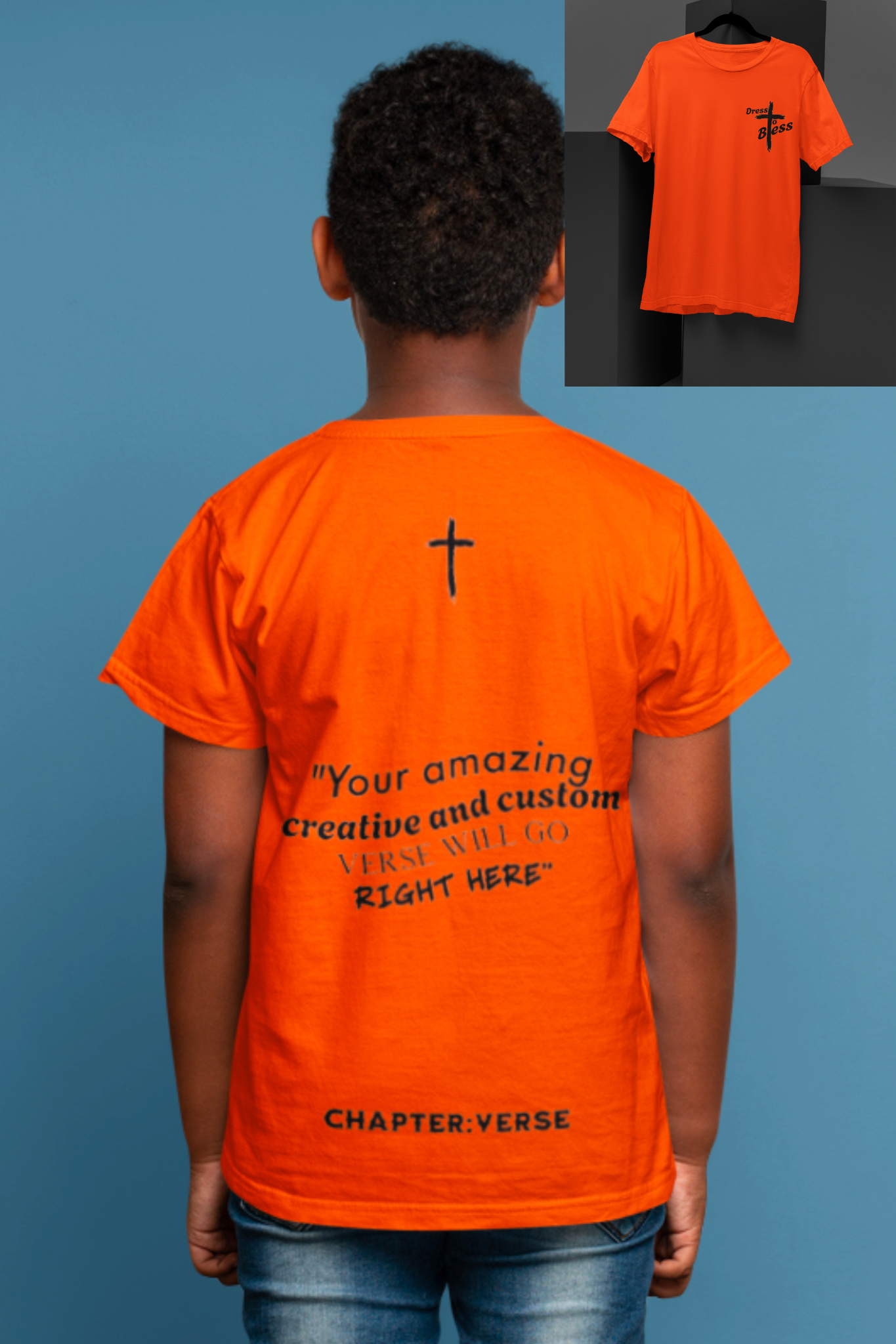 Custom Verse Only Youth “Dress To Bless” Cross Logo Unisex T-shirts