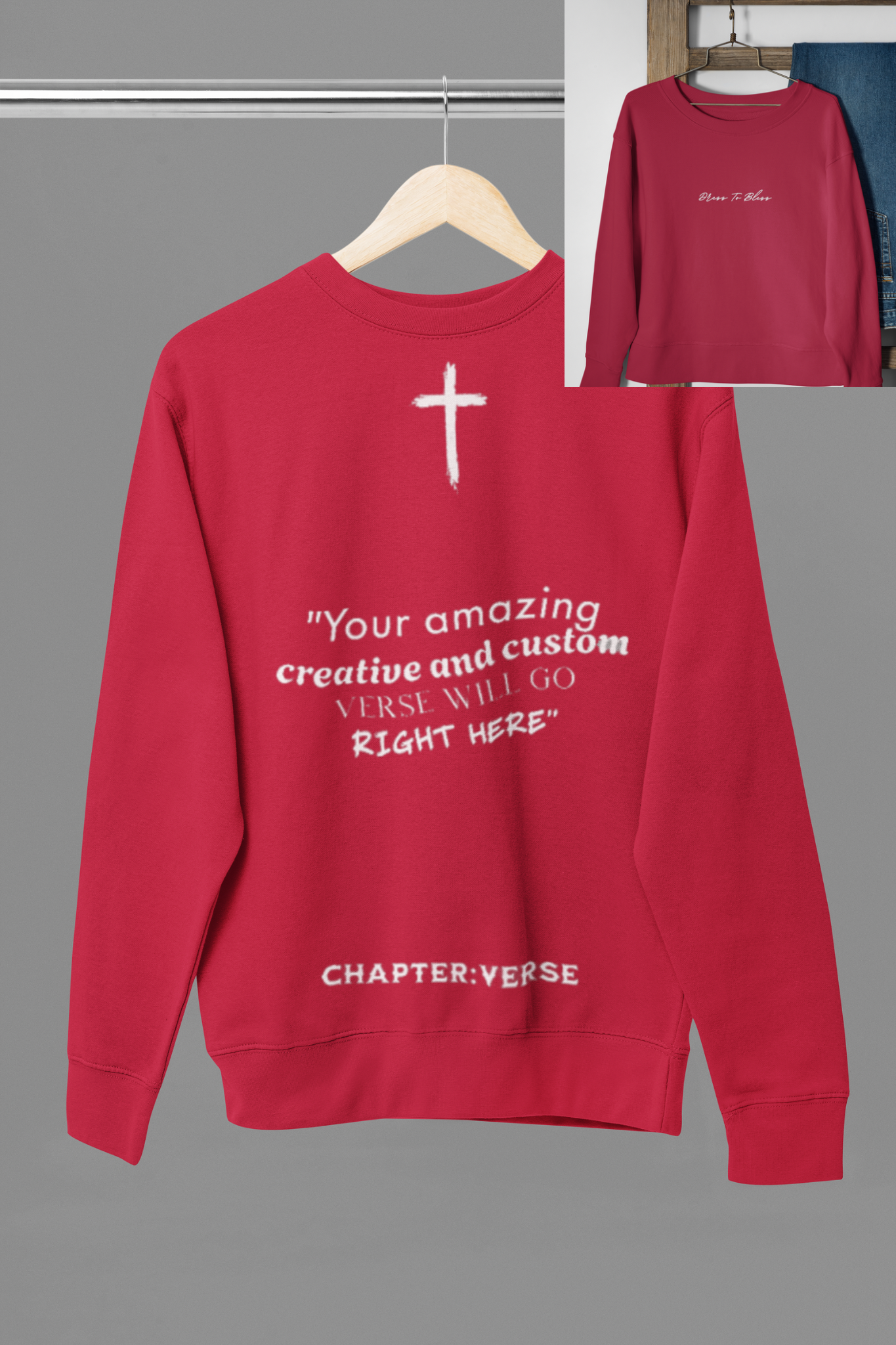 Custom Verse Only Adult “Dress To Bless” Cursive Logo Unisex Crewnecks
