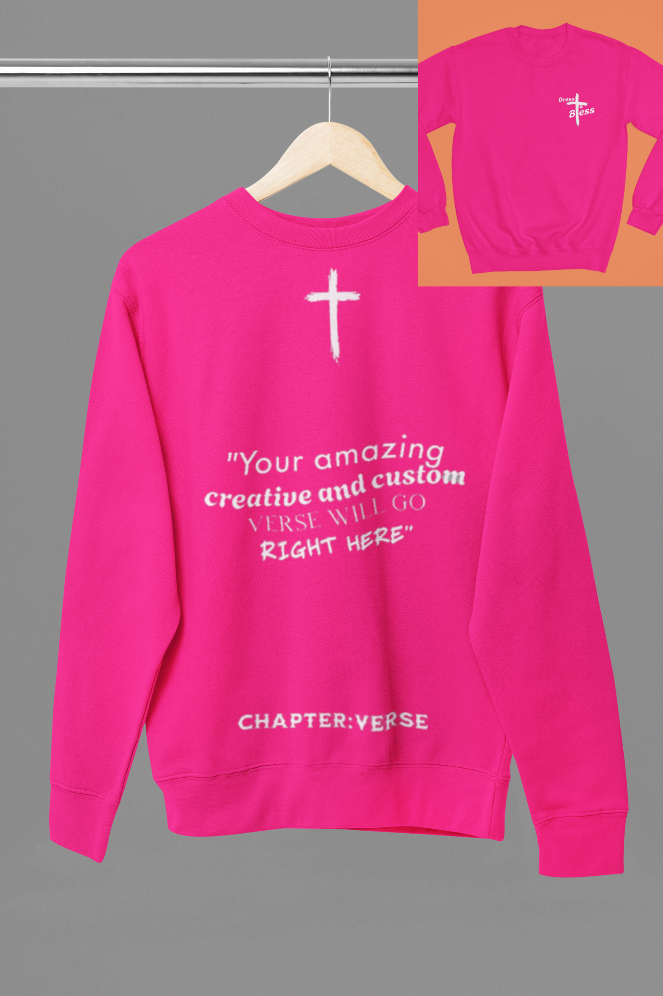 Custom Verse Only Adult “Dress To Bless” Cross Logo Unisex Crewnecks