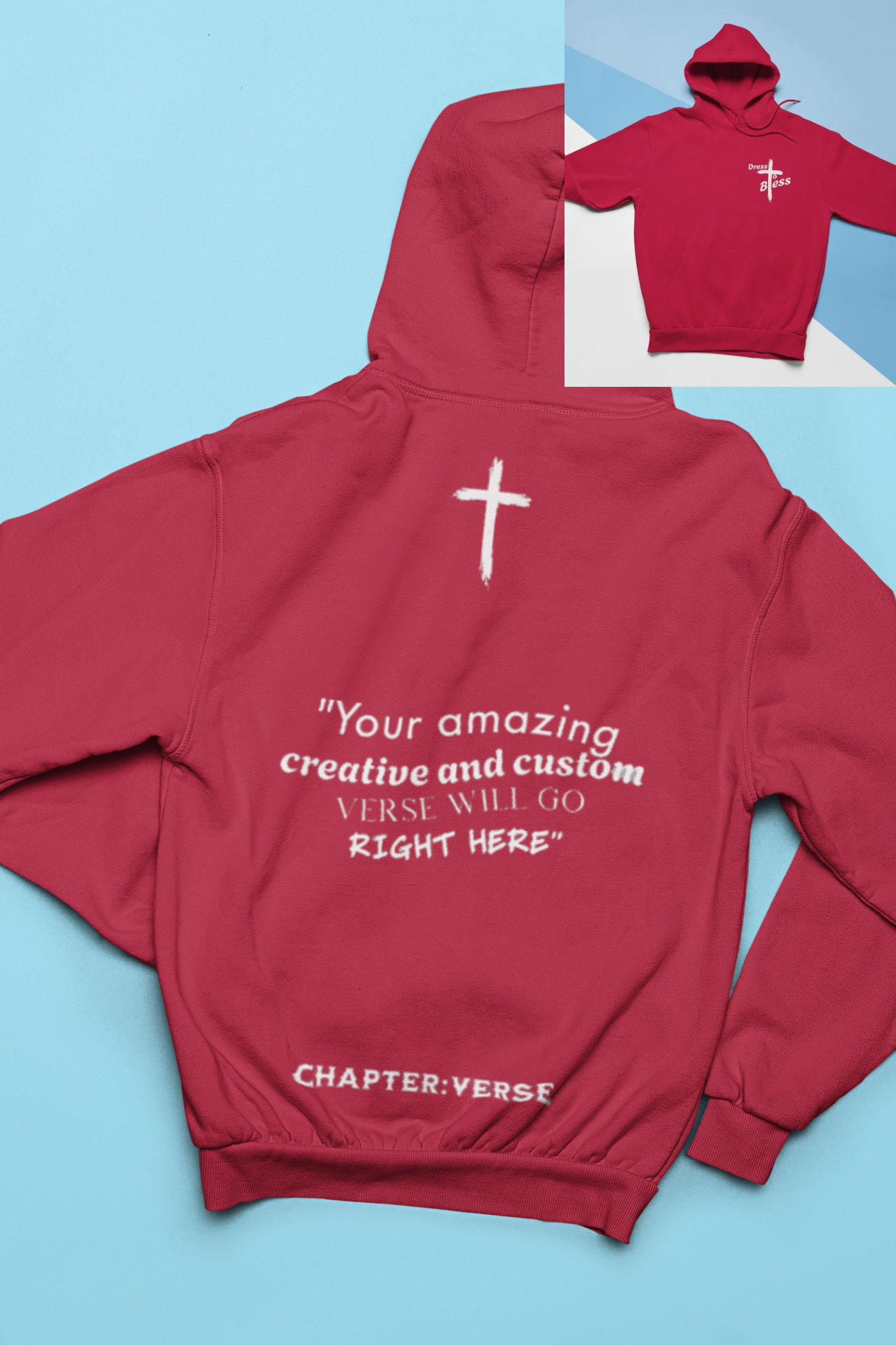 Custom Verse Only Adult “Dress To Bless” Cross Logo Unisex Hoodies