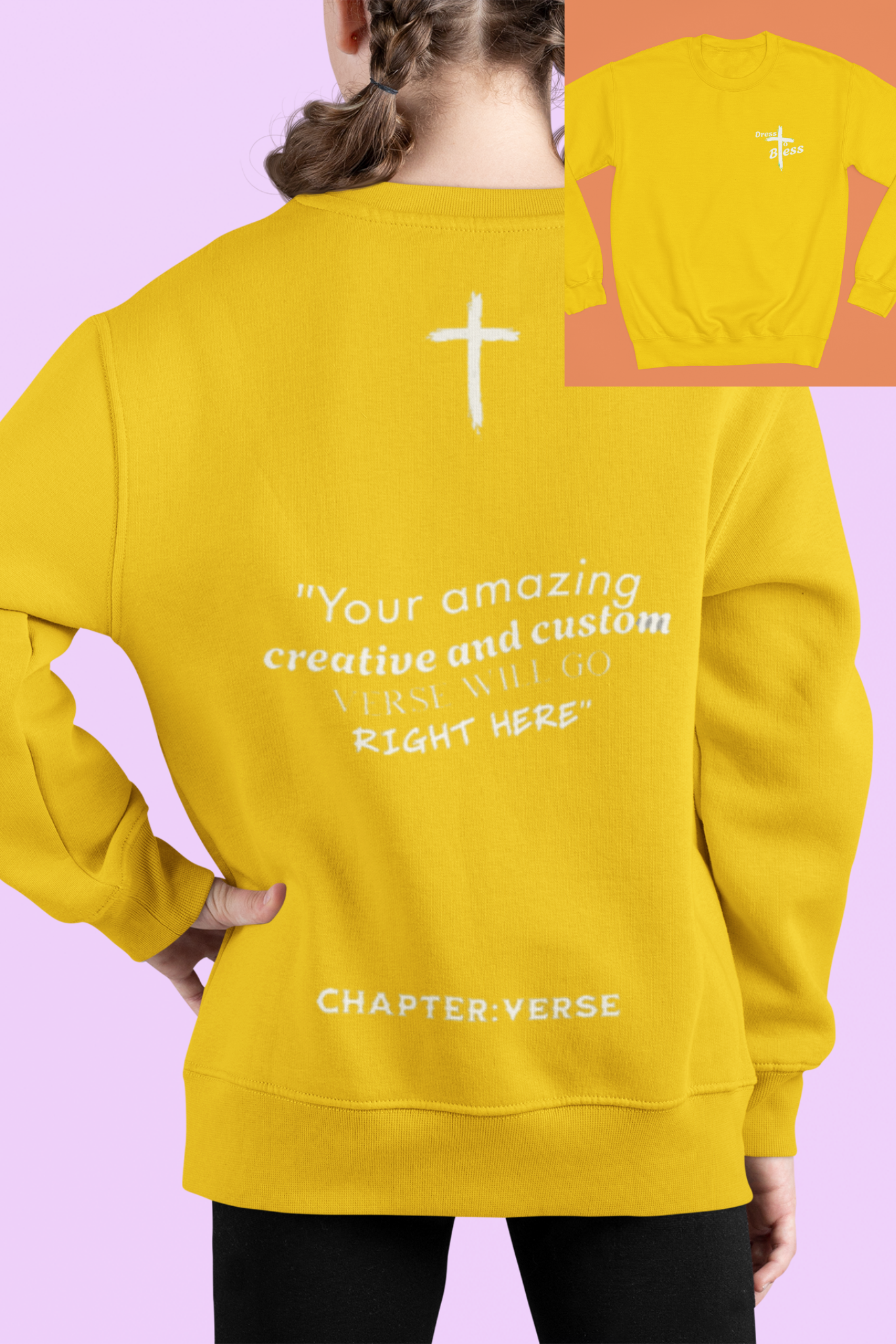 Custom Verse Only Youth “Dress To Bless” Cross Logo Unisex Crewnecks